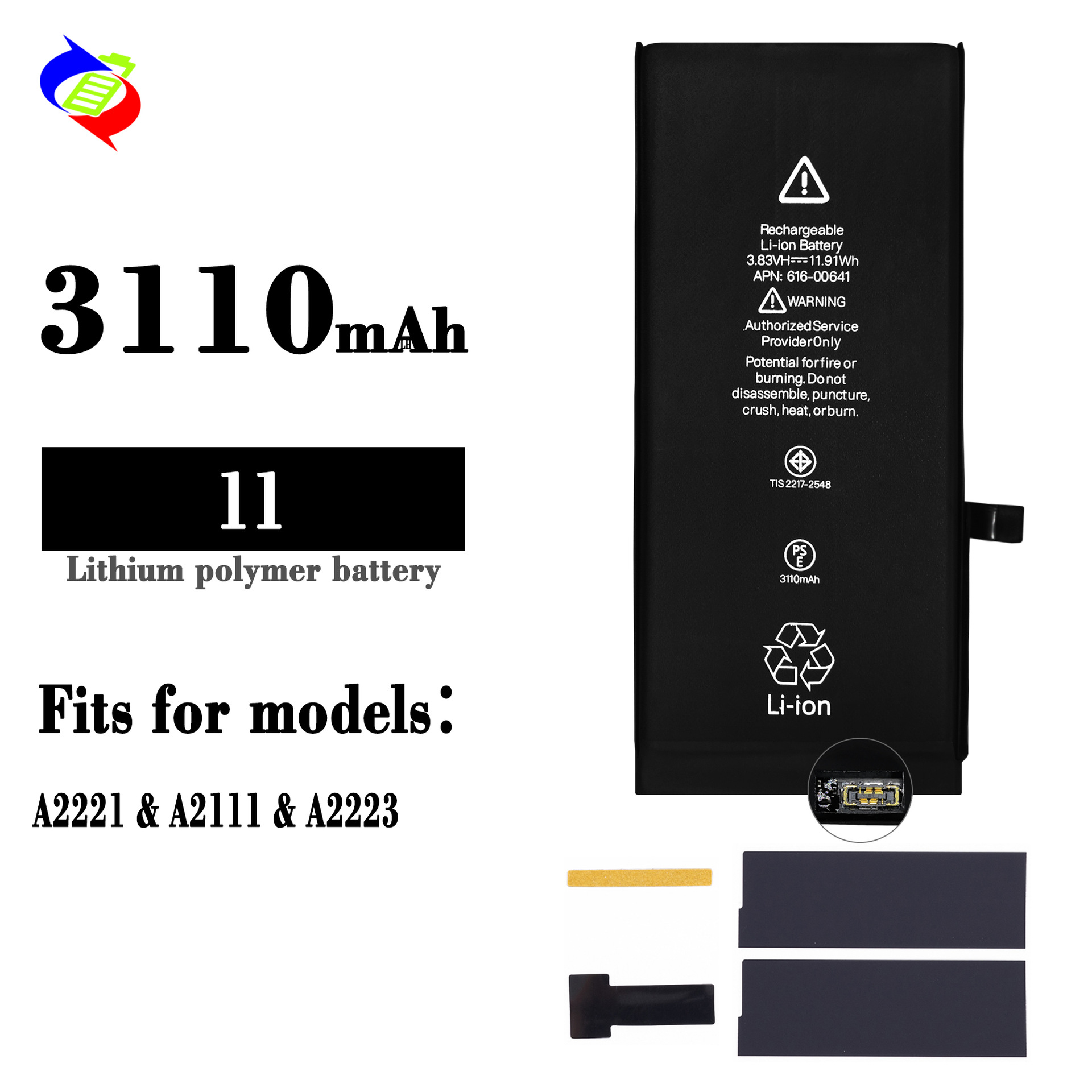 Suitable for Apple iPhone 11 Brand New 0 Cycle Display Phone Battery Health No Pop-up 3110mAh