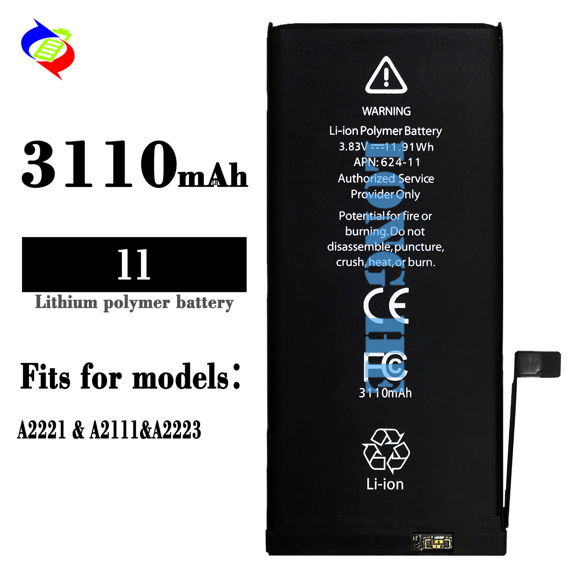 Suitable for Apple 11 Phone Battery Charger Large Capacity 3110mAh No Pop-up Window Health Level 100%
