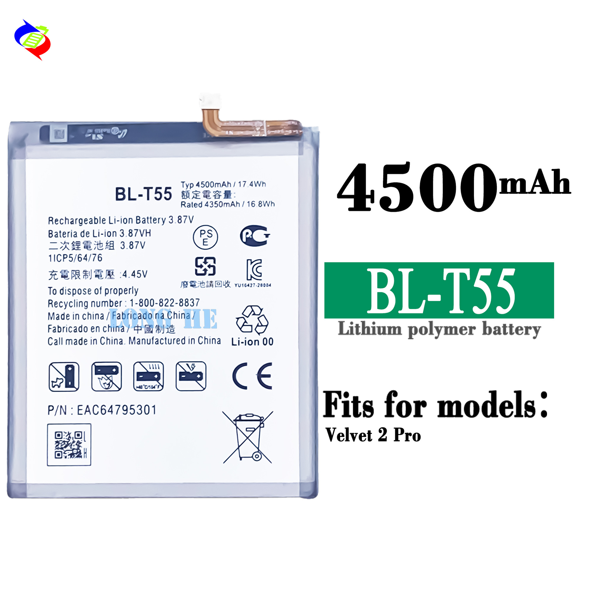 Suitable for LG Velvet 2 Pro Phone Battery BL-T55 Built-in Fast Charging Board