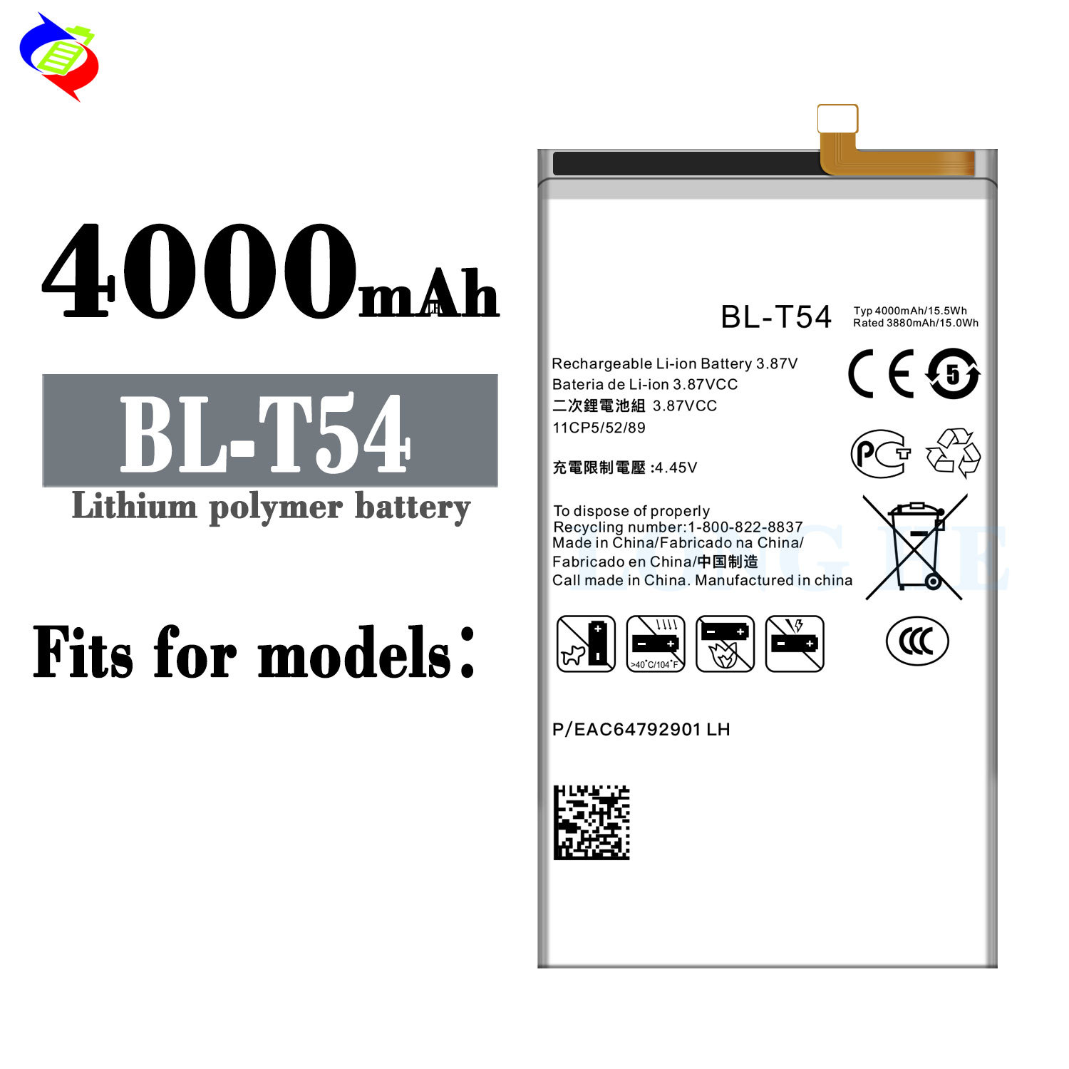 Suitable for LG Mobile Phone Rechargeable Battery BL-T54 Brand New Large Capacity 4000mAh Long Battery Life