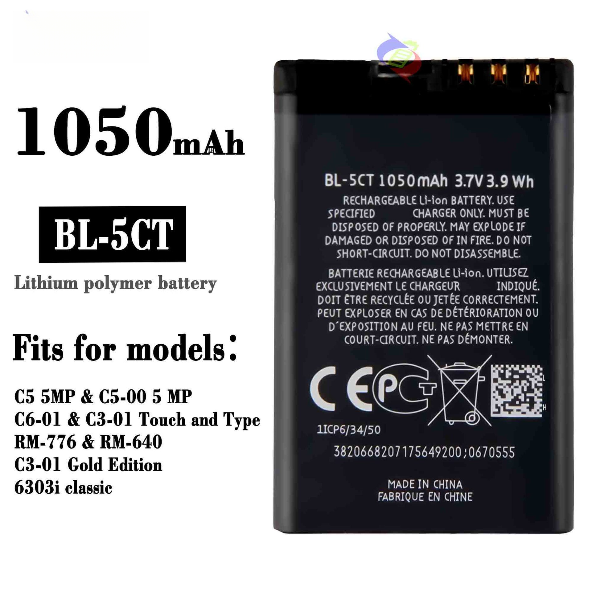 For Nokia C5 5MP External New 1050mah Mobile Phone Battery BL-5CT