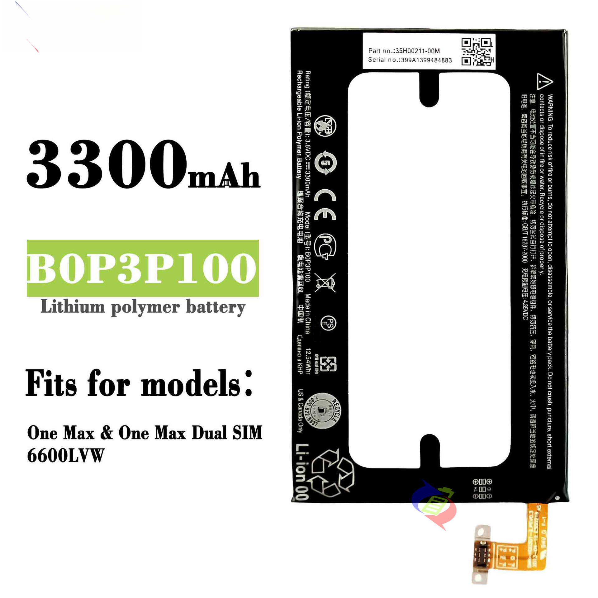 Suitable for HTC One Max phone with built-in durable large capacity rechargeable battery B0P3P100