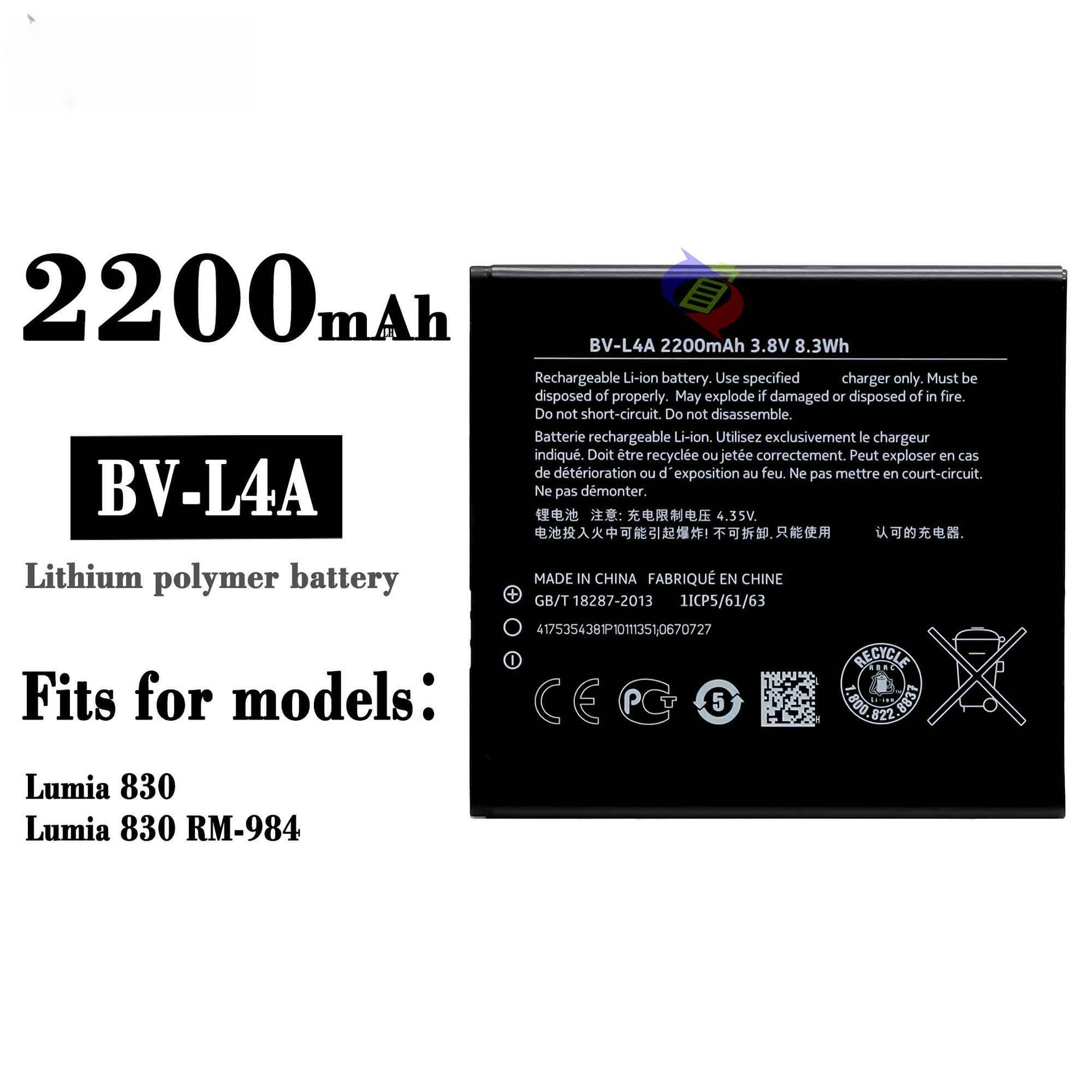Suitable for Nokia Lumia 830/RM-984 BV-L4A mobile phone battery 2200mAh
