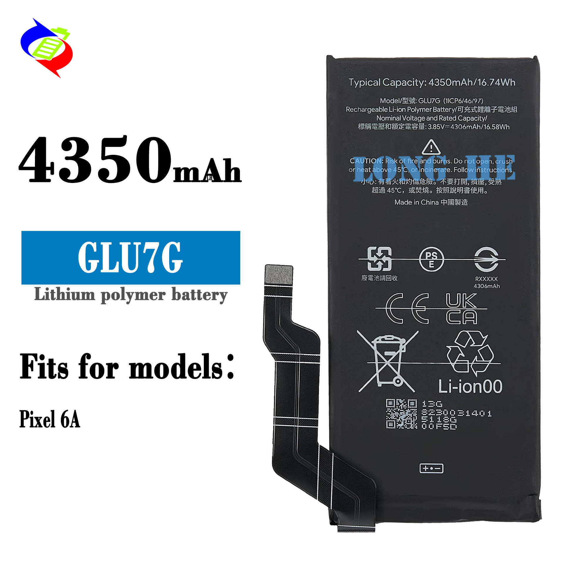 Suitable for Google Phone Battery Pixel 6A Brand New GLU7G Durable Fast Charging