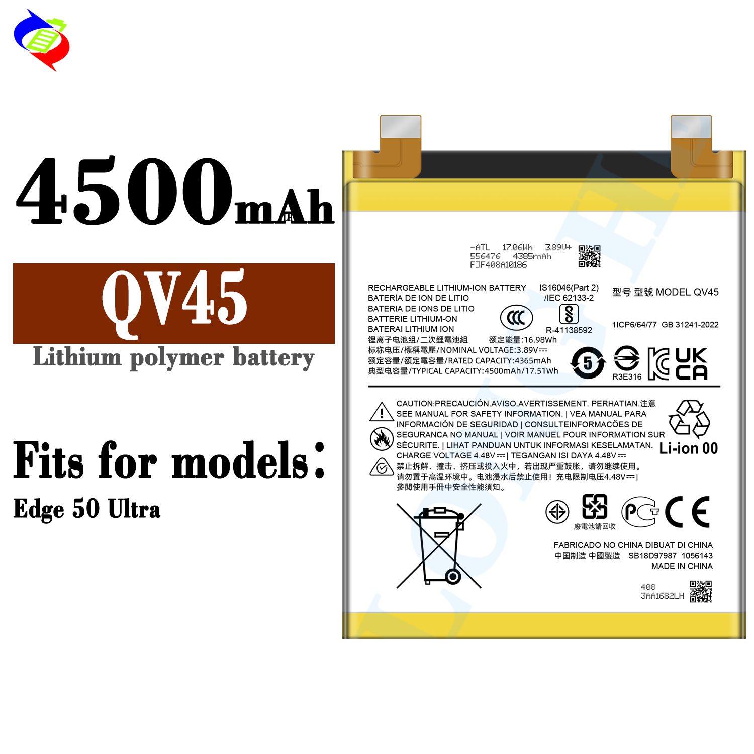 Suitable for Motorola Edge 50 Ultra High Capacity Mobile Phone Rechargeable Battery QV45 Factory Wholesale Export