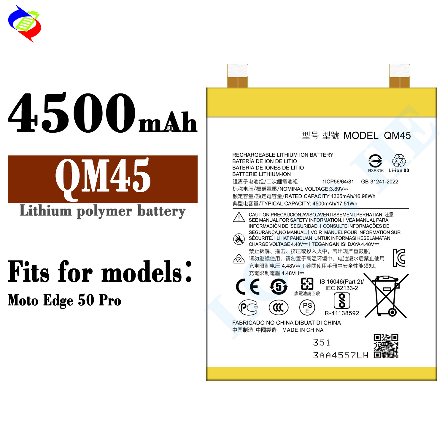Suitable for Motorola Edge 50 Pro Brand New QM45 Phone Battery 4500mAh Factory Wholesale Export