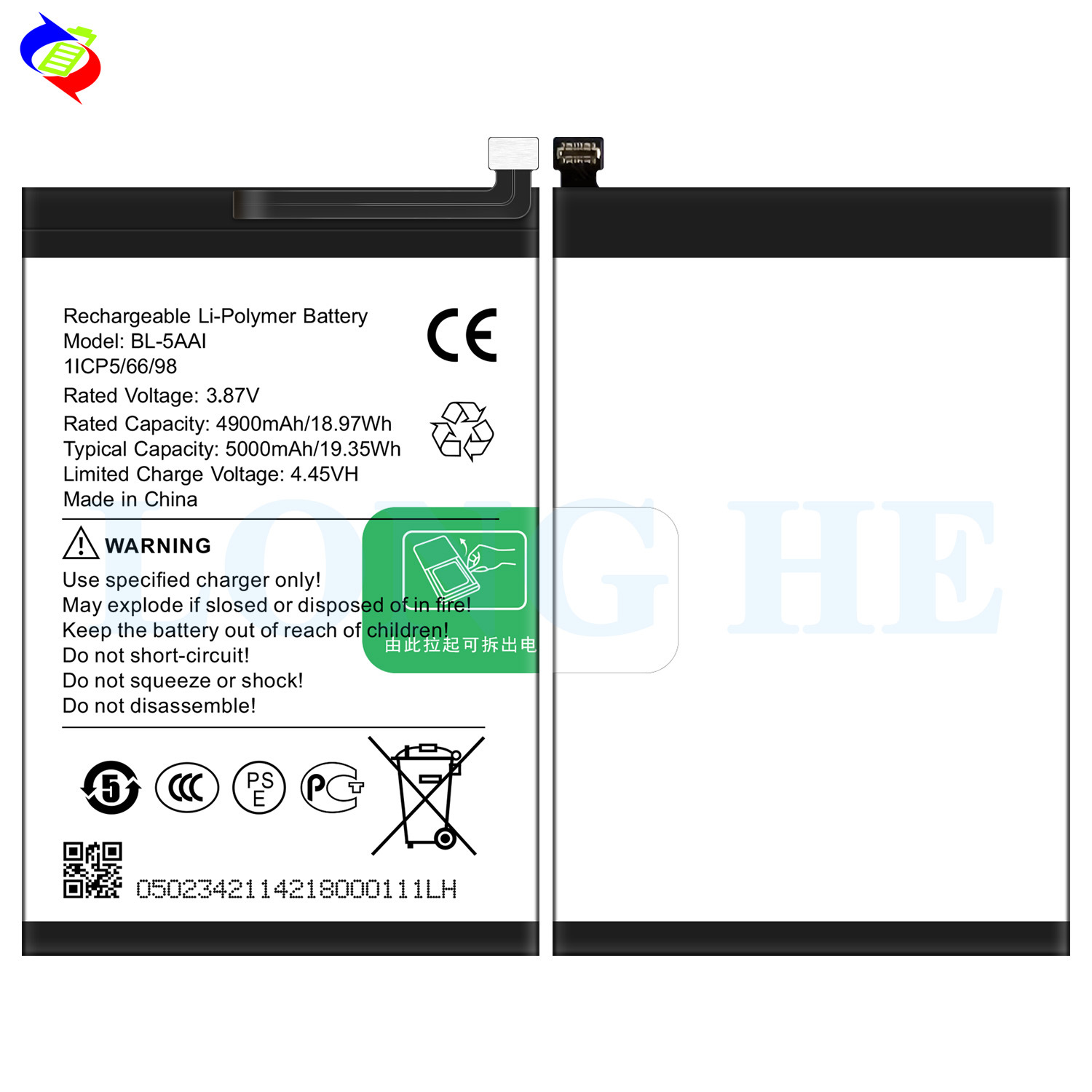 5000mAh Large Capacity Brand New Charging Board Suitable for Transsion BL-5AAI Mobile Phone Battery