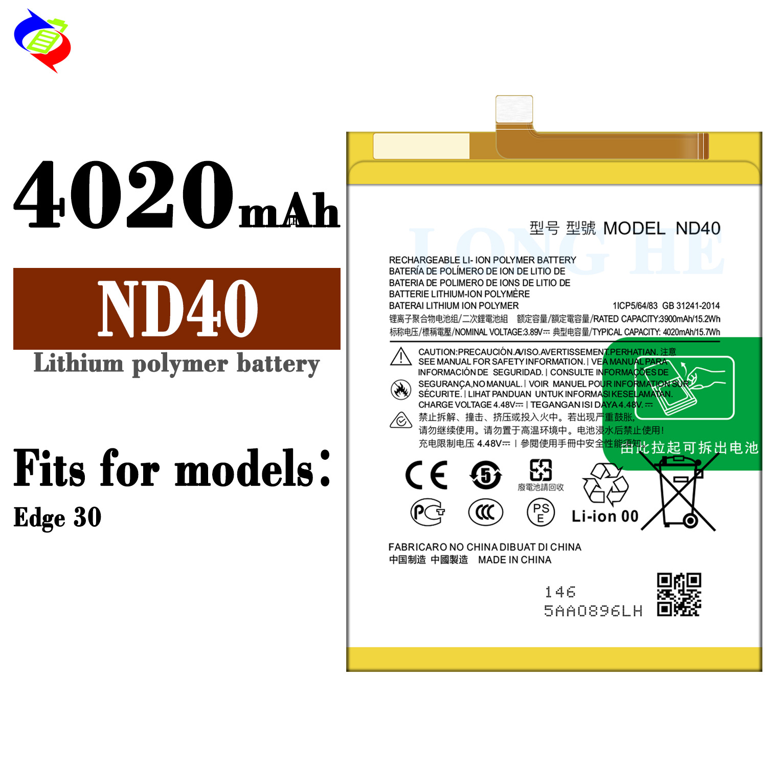 Motorola Edge 30 Mobile Phone Rechargeable Battery ND40 Large Capacity 4020mAh