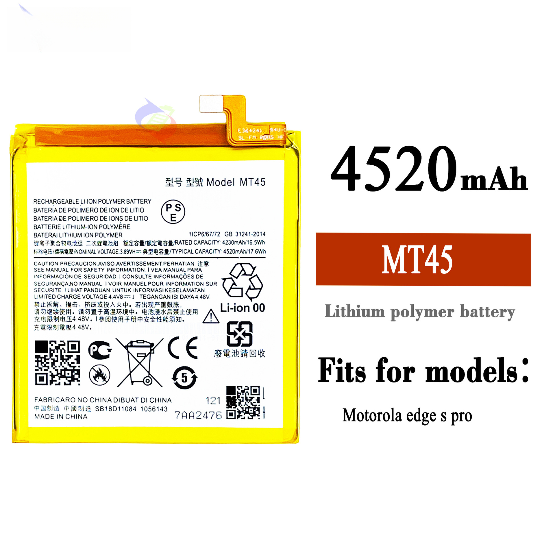 Suitable for Motorola Edge 20 Pro/Edge S Pro phone with 4520mAh battery MT45