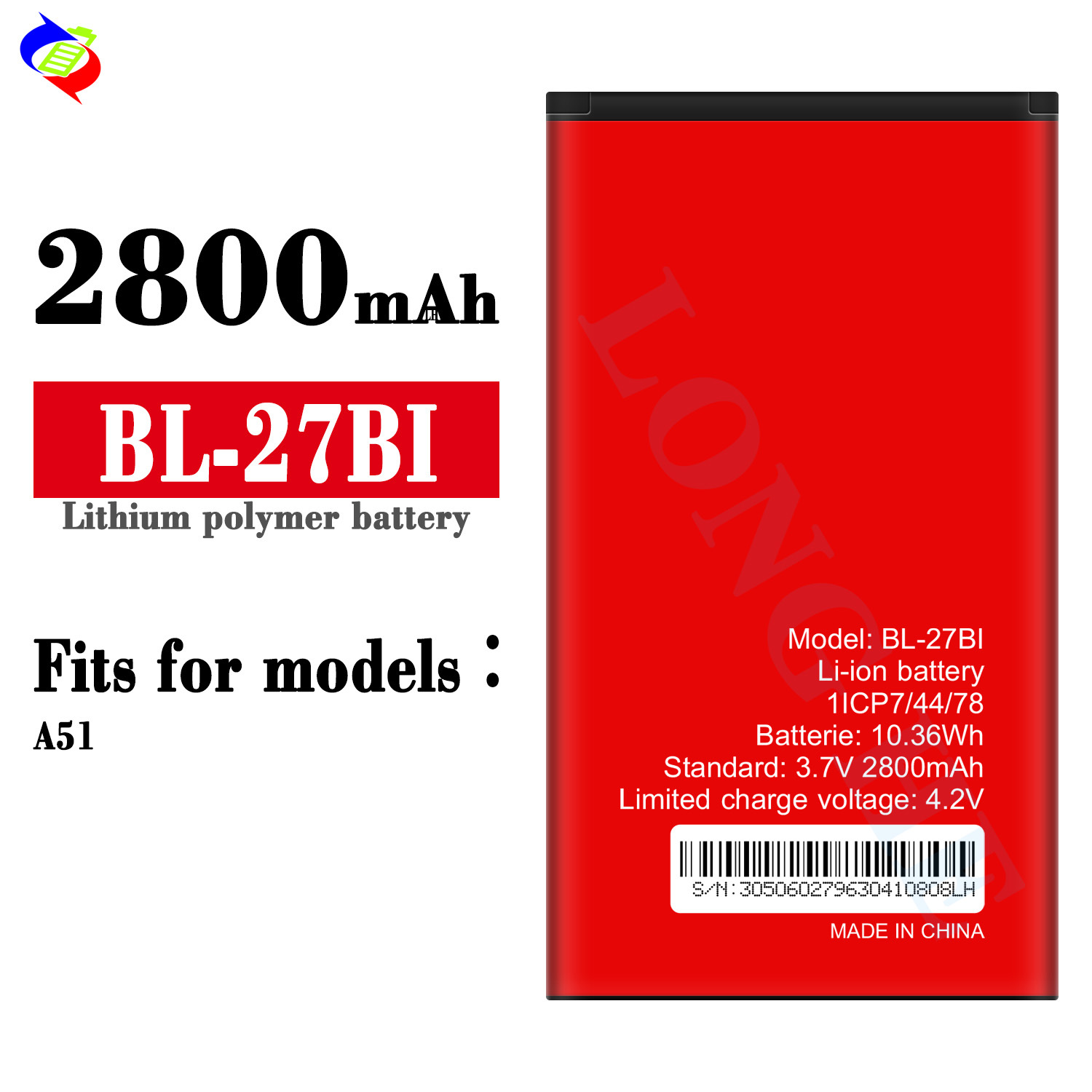 Suitable for itel A51 Brand New 2800mAh Durable Mobile Phone Battery BL-27BI
