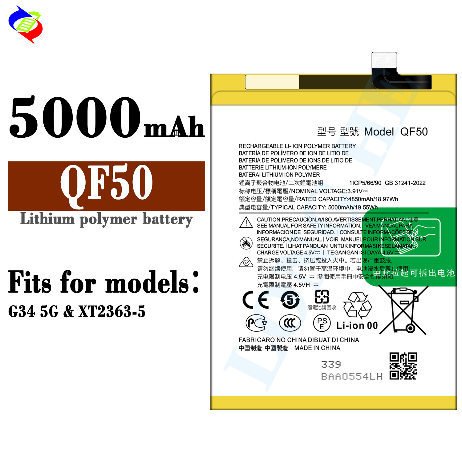 Suitable for Motorola G34 5G/G04/G24/XT2363-5 Brand New Phone Battery QF50