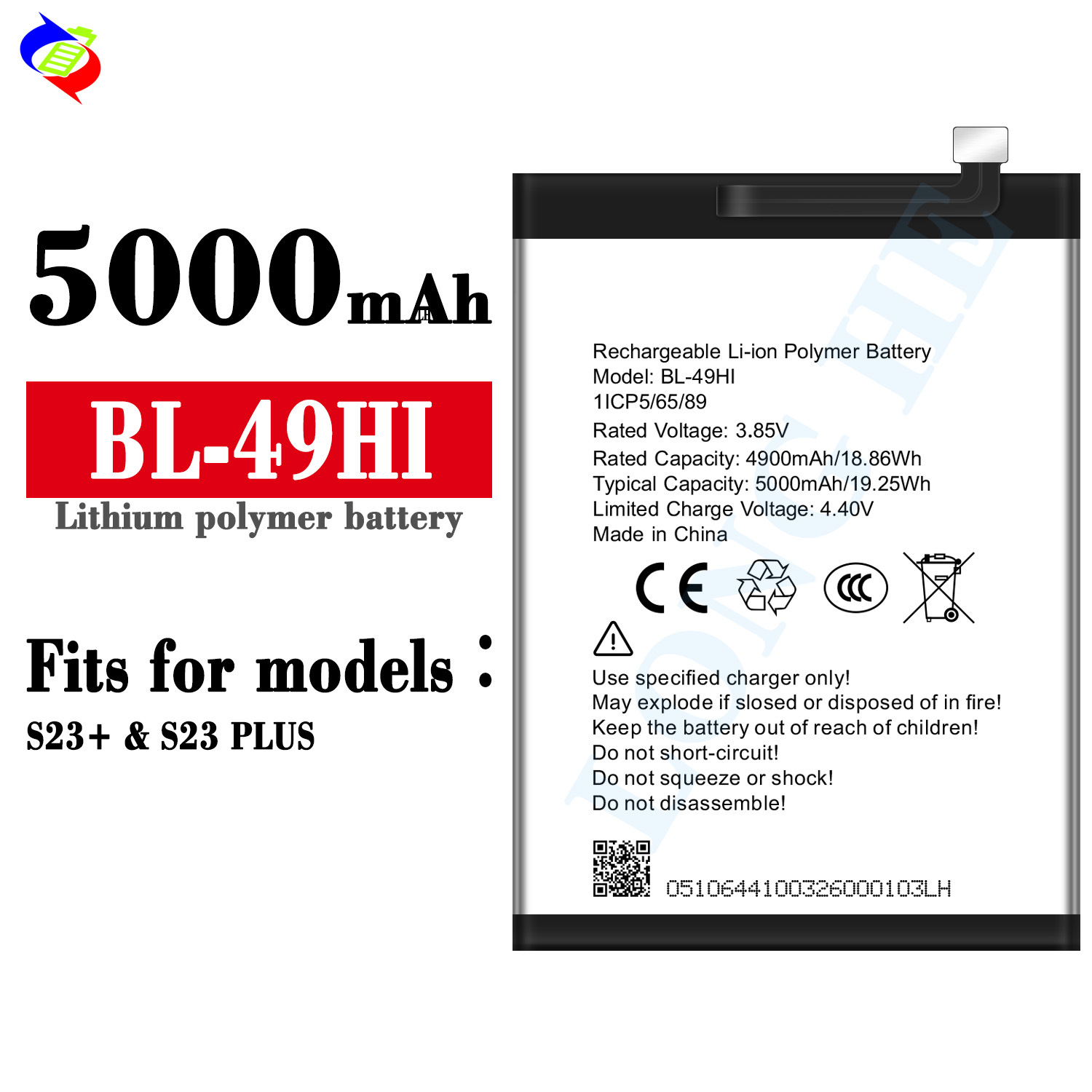 Suitable for itel Transsion S23 Plus Brand New 5000mAh Phone Battery BL-49HI