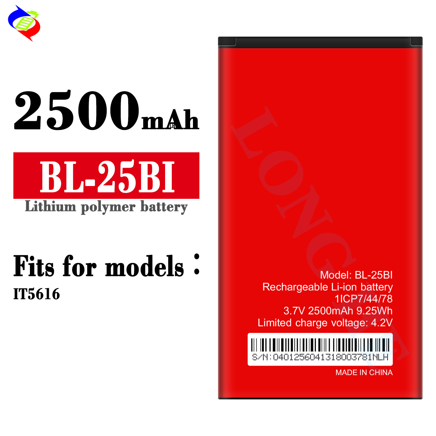 Suitable for itel Transsion IT5616 Brand New BL-25BI Mobile Phone Rechargeable Battery 2500mAh