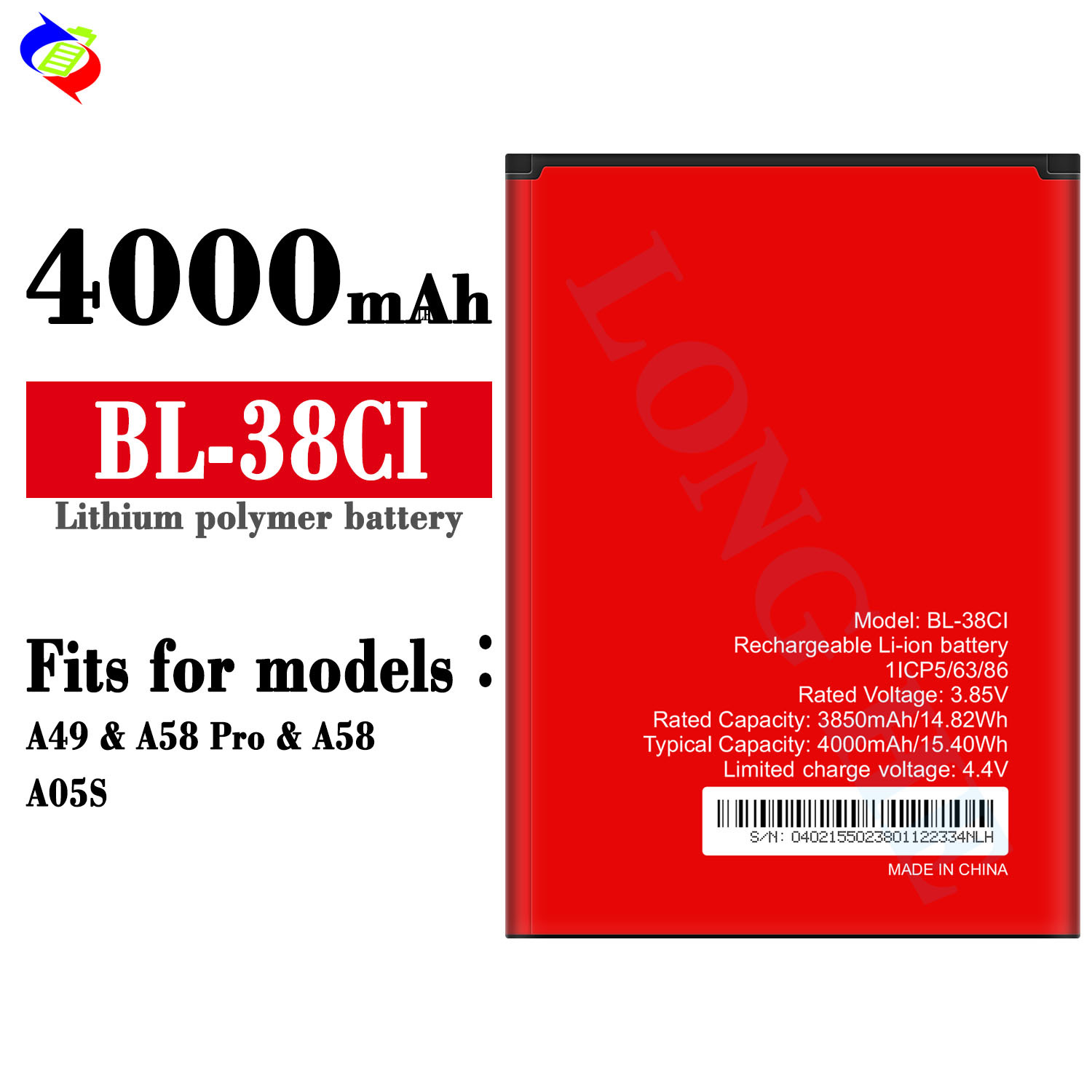 Suitable for itel A49/A58 Pro/A58/A05S Mobile Phone Battery BL-38CI