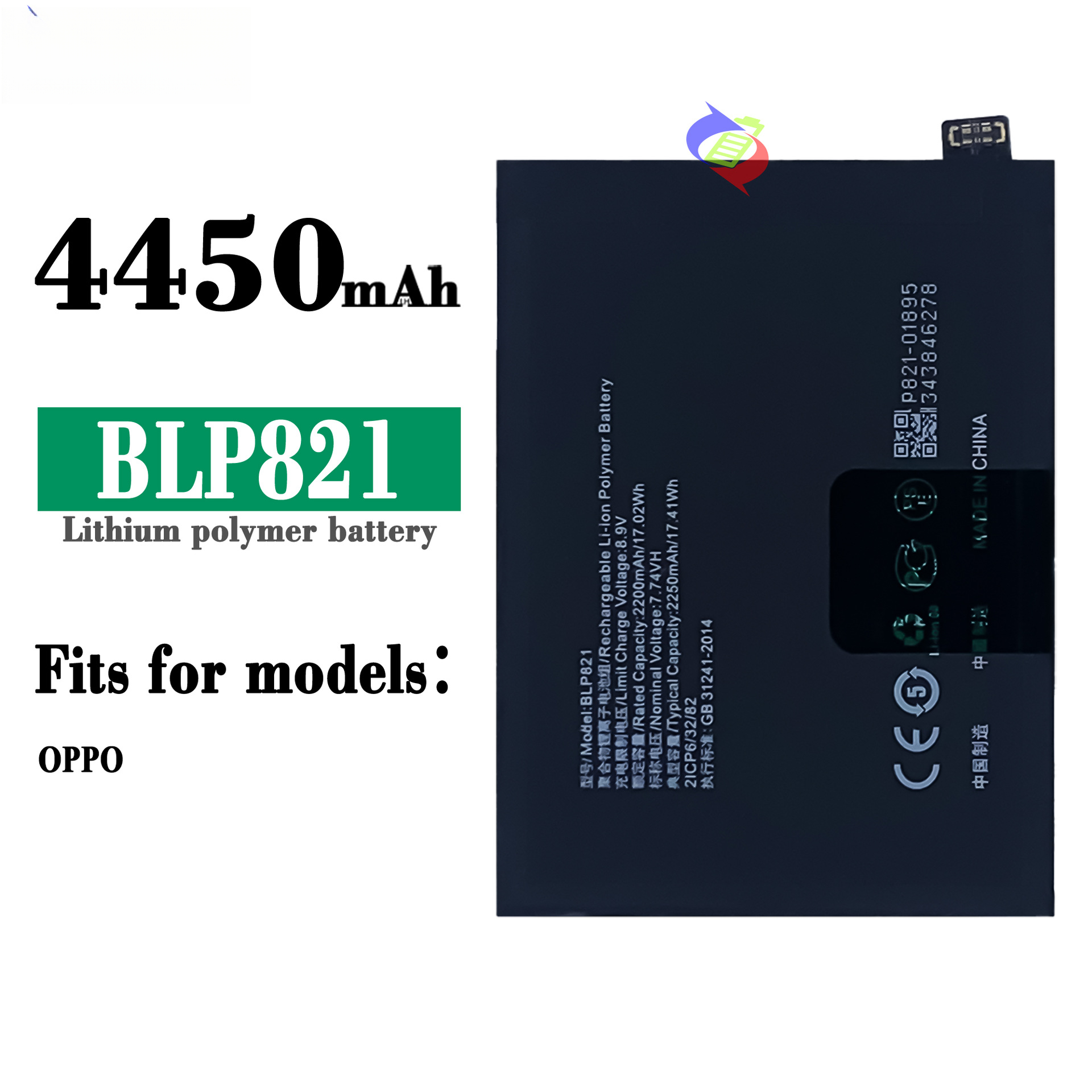 Suitable for OPPO 1+9 European Version Phone Battery BLP821 Large Capacity 4450mAh Battery Board