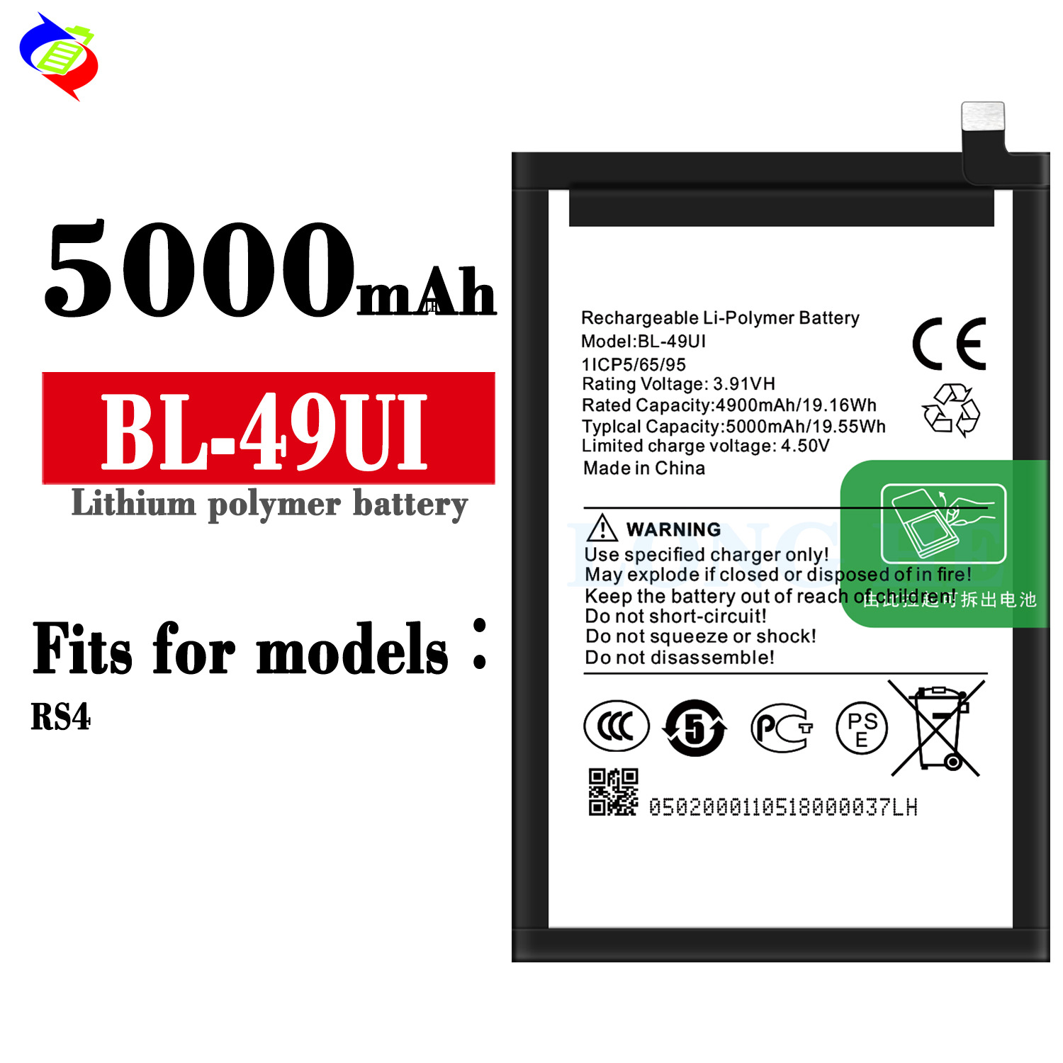 Suitable for Transsion RS4 Durable Mobile Phone Battery BL-49UI Built-in Circuit Board 5000mAh