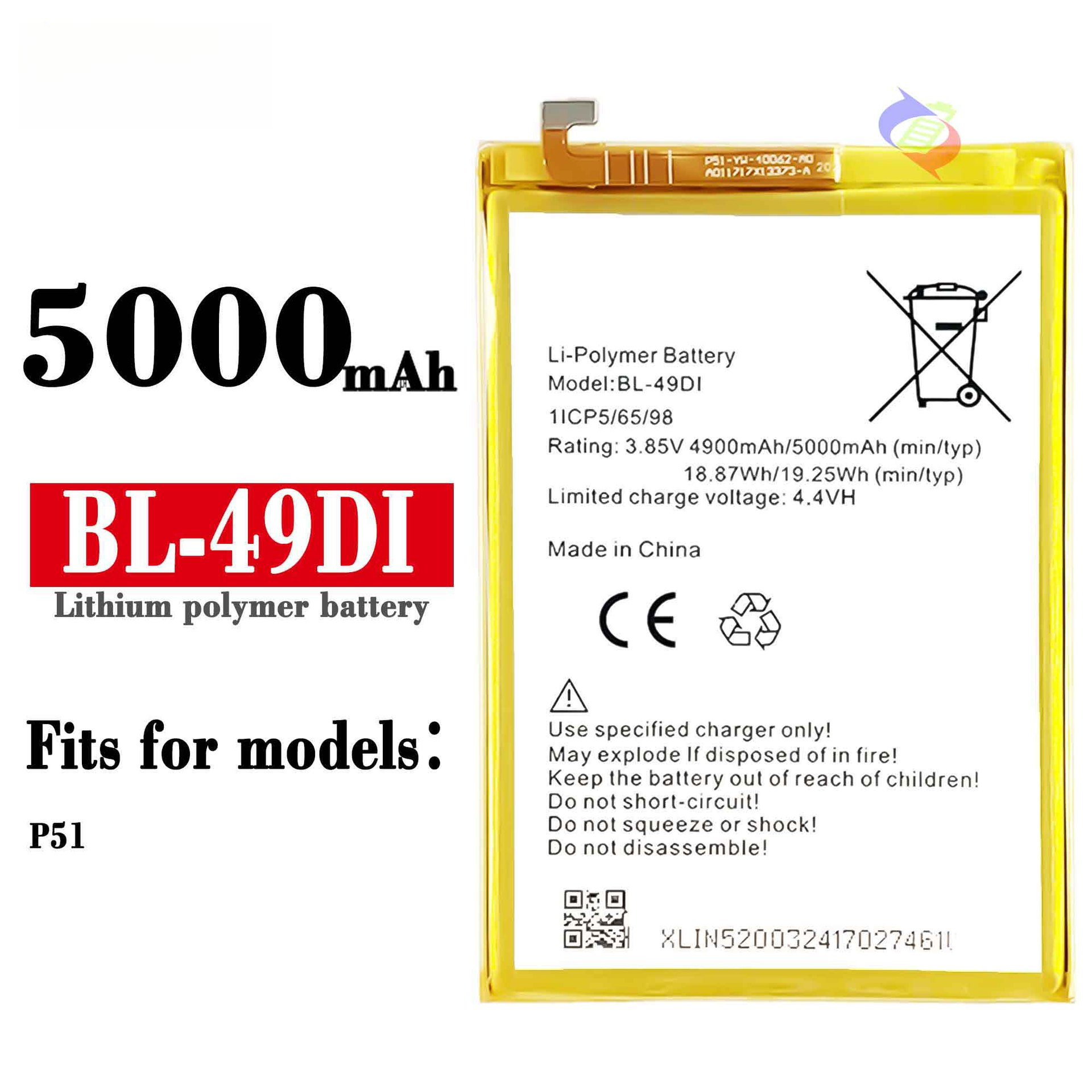 Suitable for Itel P51 Phone Battery BL-49DI Built-in Charging Board 5000mAh