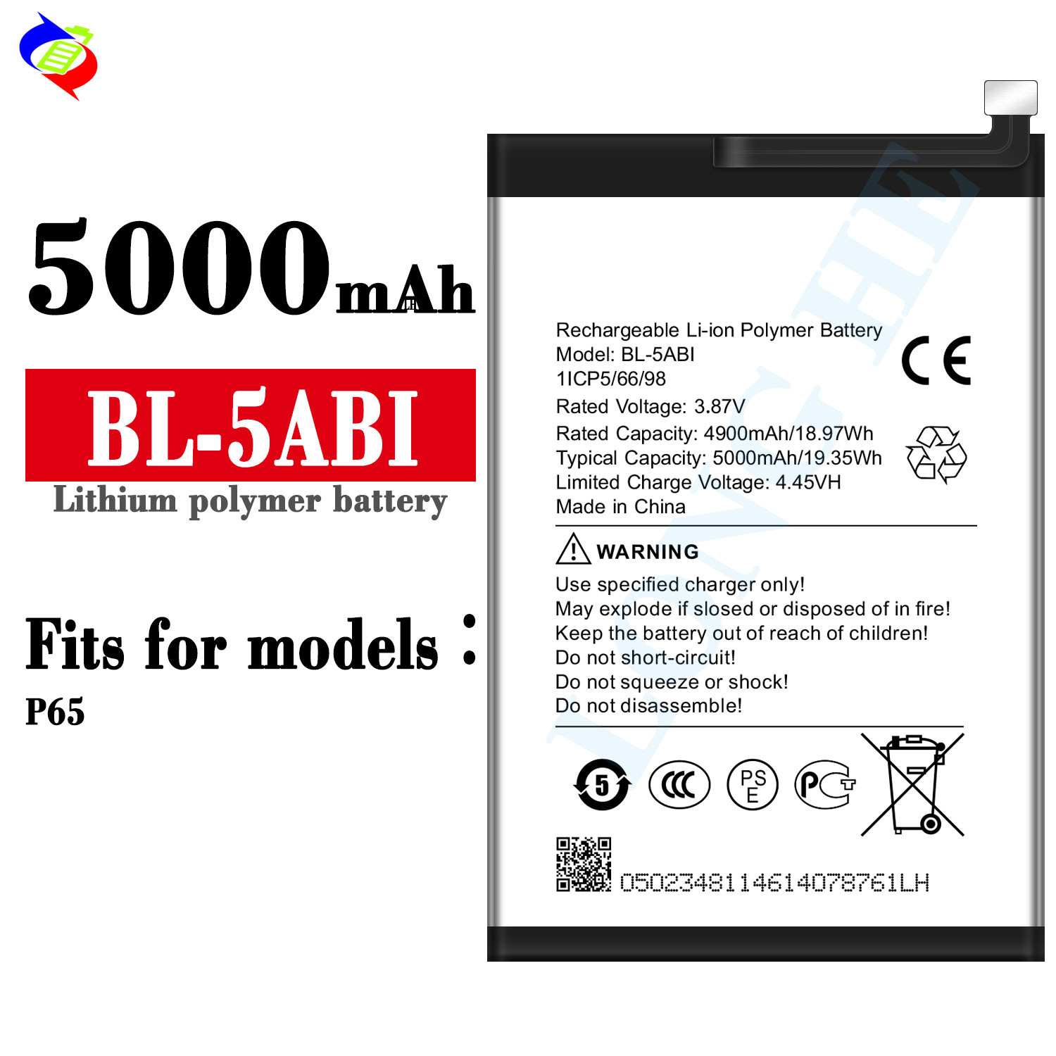 Suitable for itel P65 Mobile Phone Battery BL-5ABI Large Capacity 5000mAh