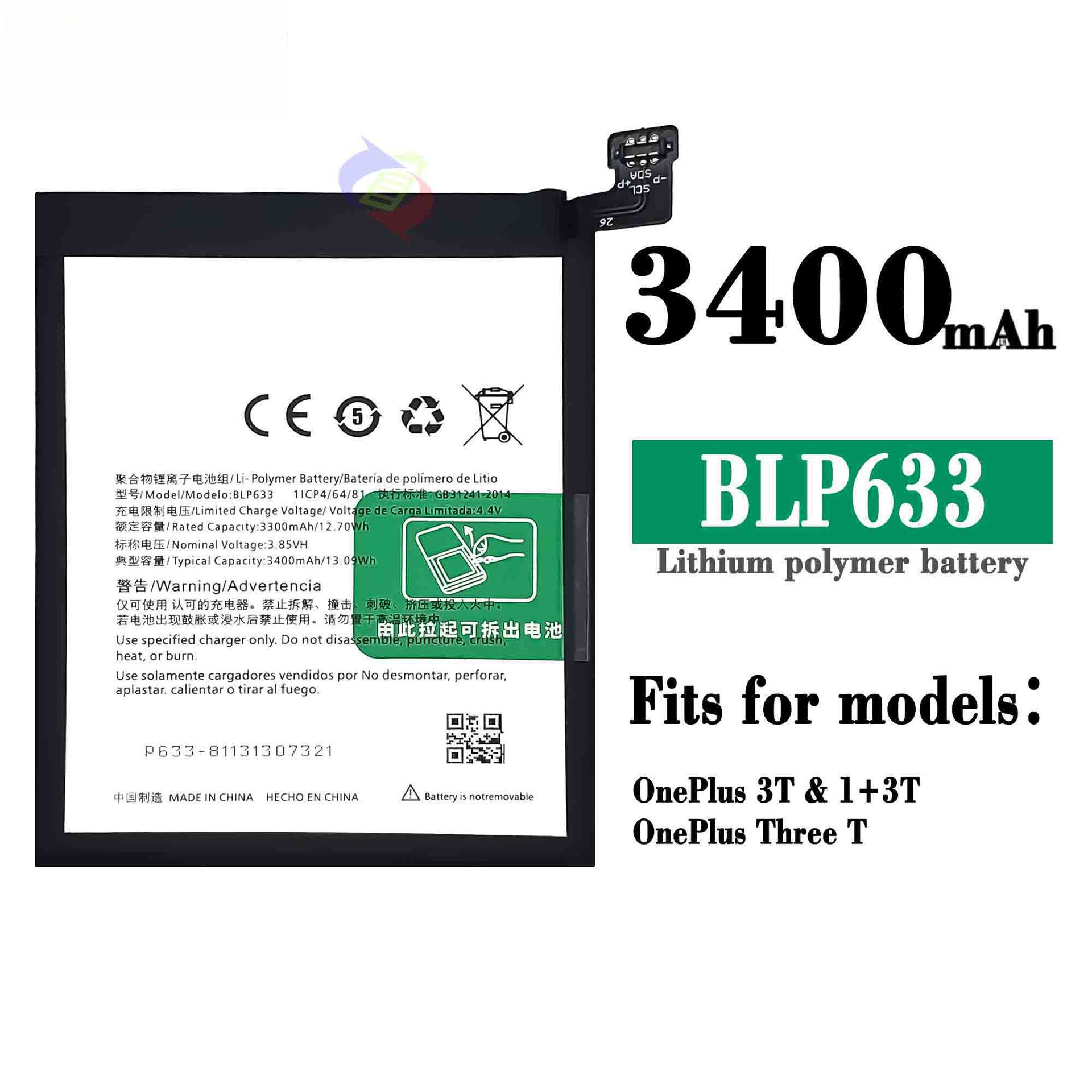 Suitable for OPPO 1+zT Phone Battery BLP633 Large Capacity Built-in Circuit Board 3400mAh