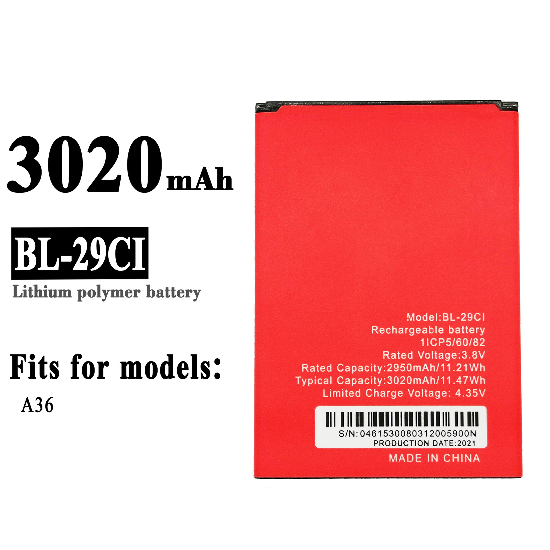 Suitable for Transsion A36 BL-29CI Brand New Large Capacity Mobile Phone Battery 3020mAh Charging Board In Stock