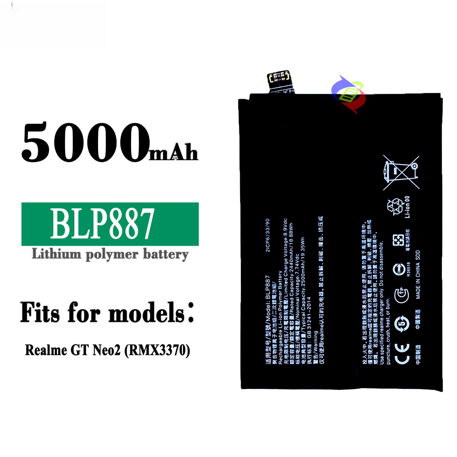 Suitable for OPPO Realme GT Neo2 5G/GT2 Pro/GT Neo 3 5G Phone Battery BLP887