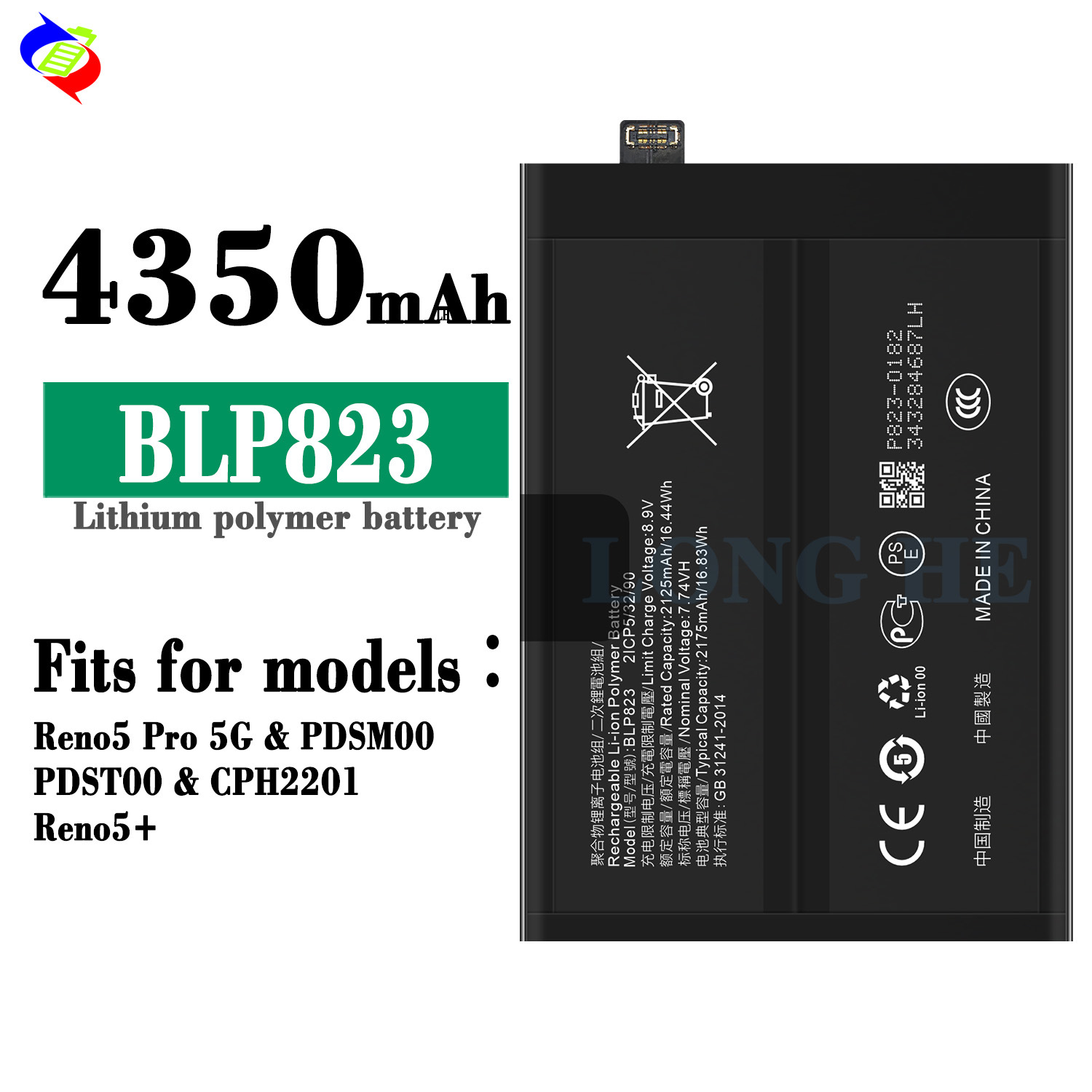 Suitable for OPPO Phone Battery Reno 5 Pro/Reno 5 Plus Charging Board BLP823