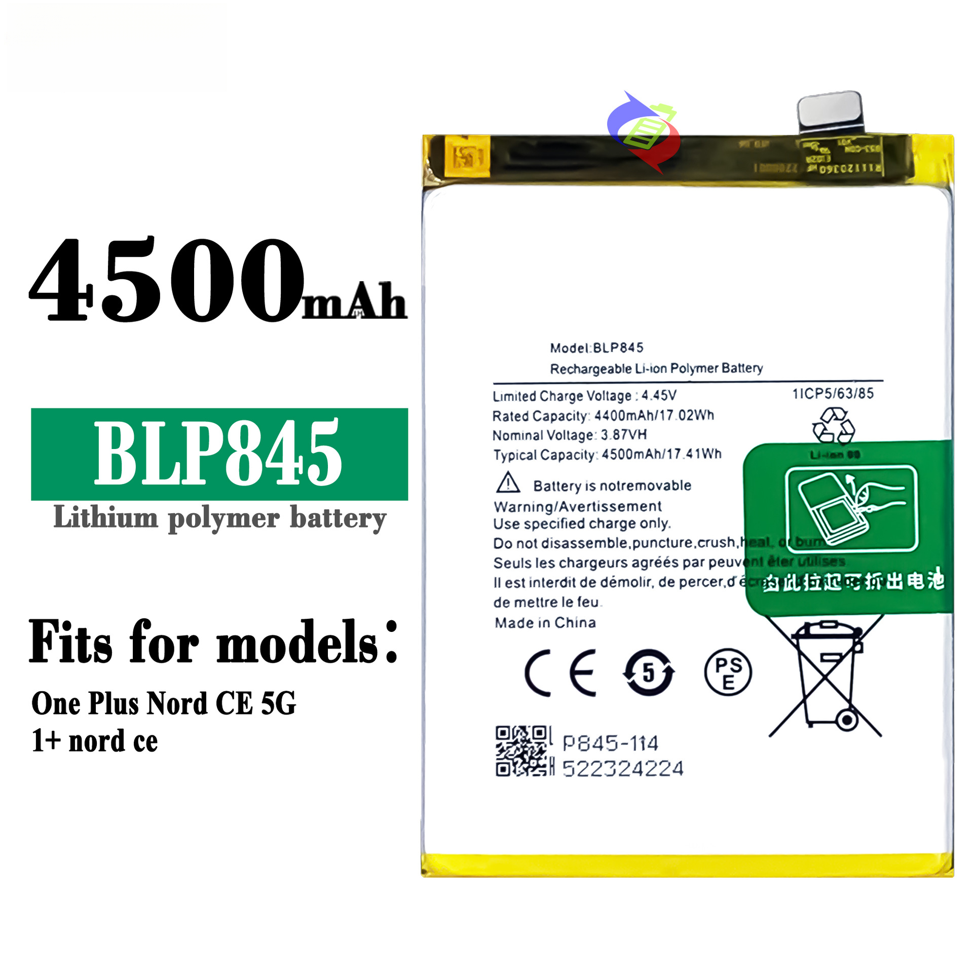 Suitable for OPPO Phone Battery ONEPLUS/1+Nord CE BLP845 Charging Board