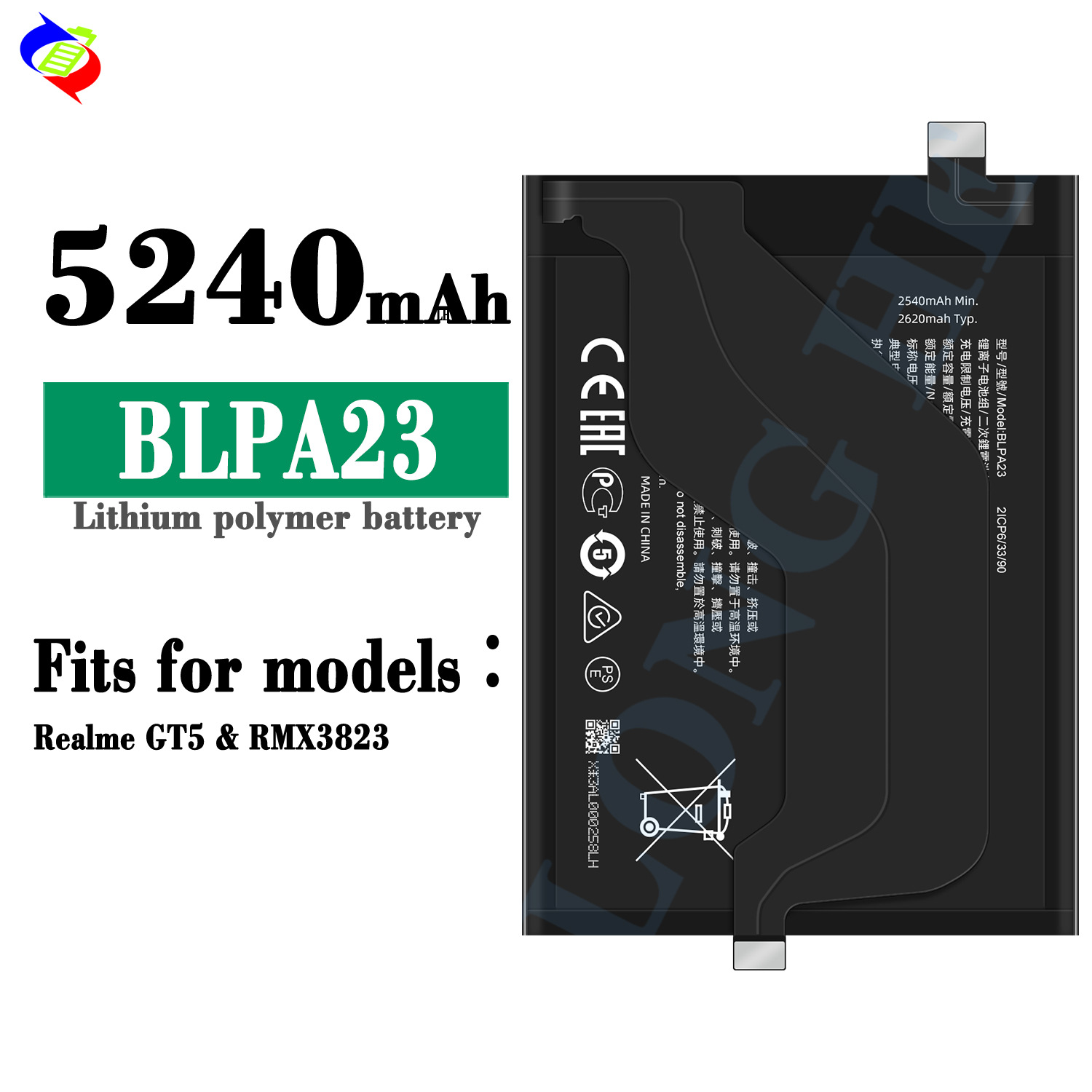 Suitable for OPPO Realme GT5/RMX3823 Durable Phone Battery BLPA23 Brand New