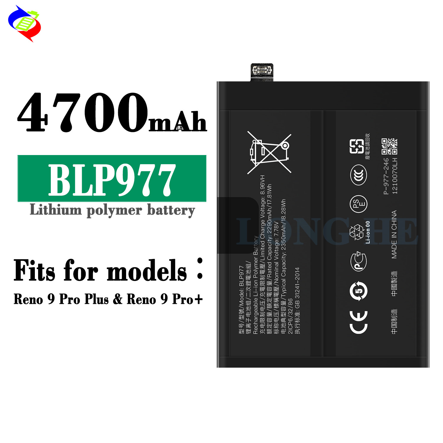 Suitable for OPPO Reno 9 Pro Plus Phone Battery BLP977 Built-in Board 4700mAh
