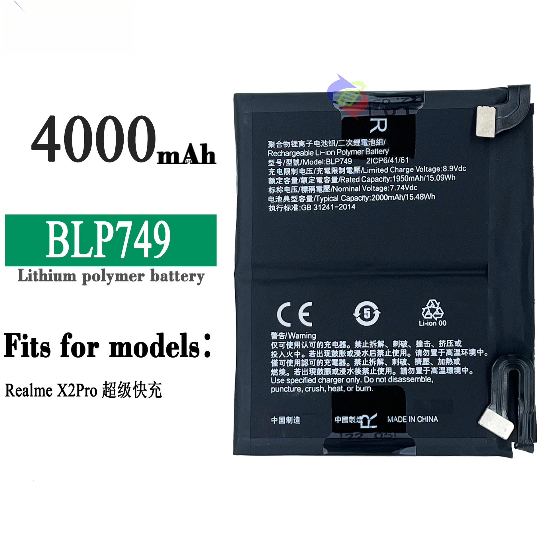 For OPPO Realme X2 Pro BLP749 Built-in Mobile Phone Battery 3900mAh