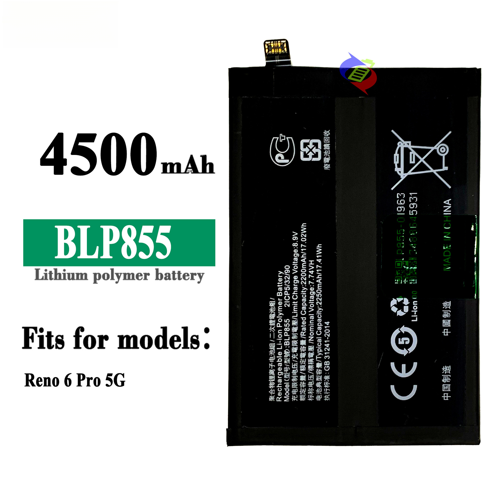 Suitable for OPPO Reno 6 Pro 5G/Reno7 5G Global Version Mobile Phone Battery BLP855