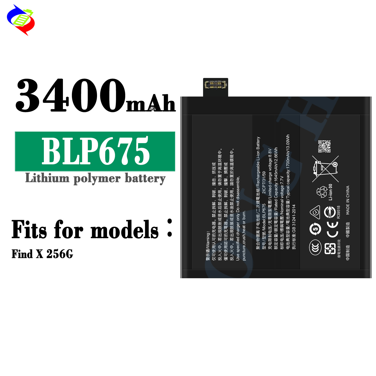 Suitable for OPPO Find X 256G Phone Battery BLP675 Brand New Durable 3400mAh