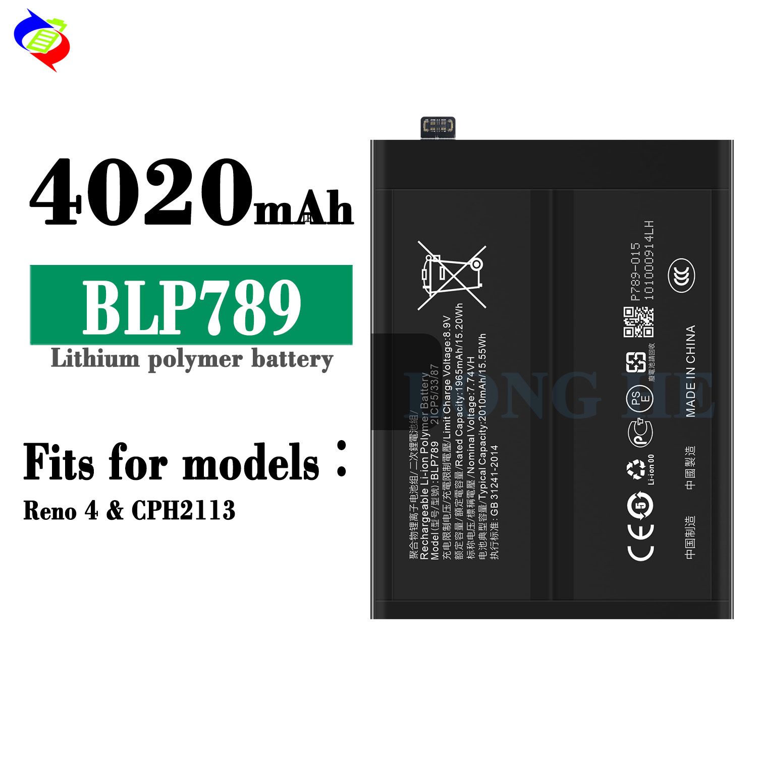 Suitable for OPPO Reno4 5G/CPH2113 phone with built-in large capacity battery BLP789