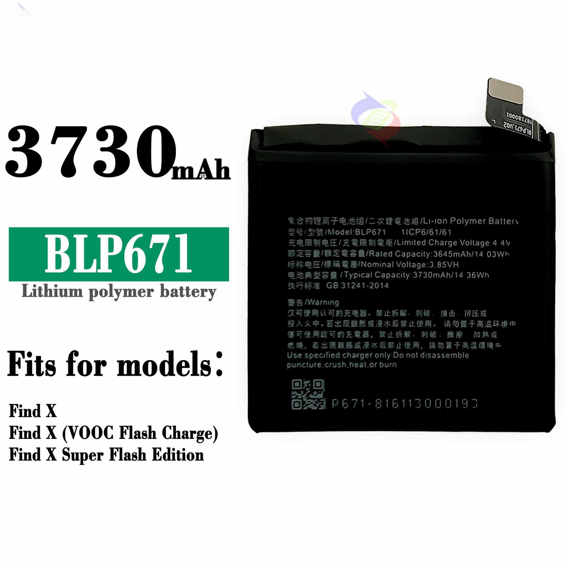 Suitable for OPPO Find X Phone Battery BLP671 Brand New Built-in Charging Board 3730mAh