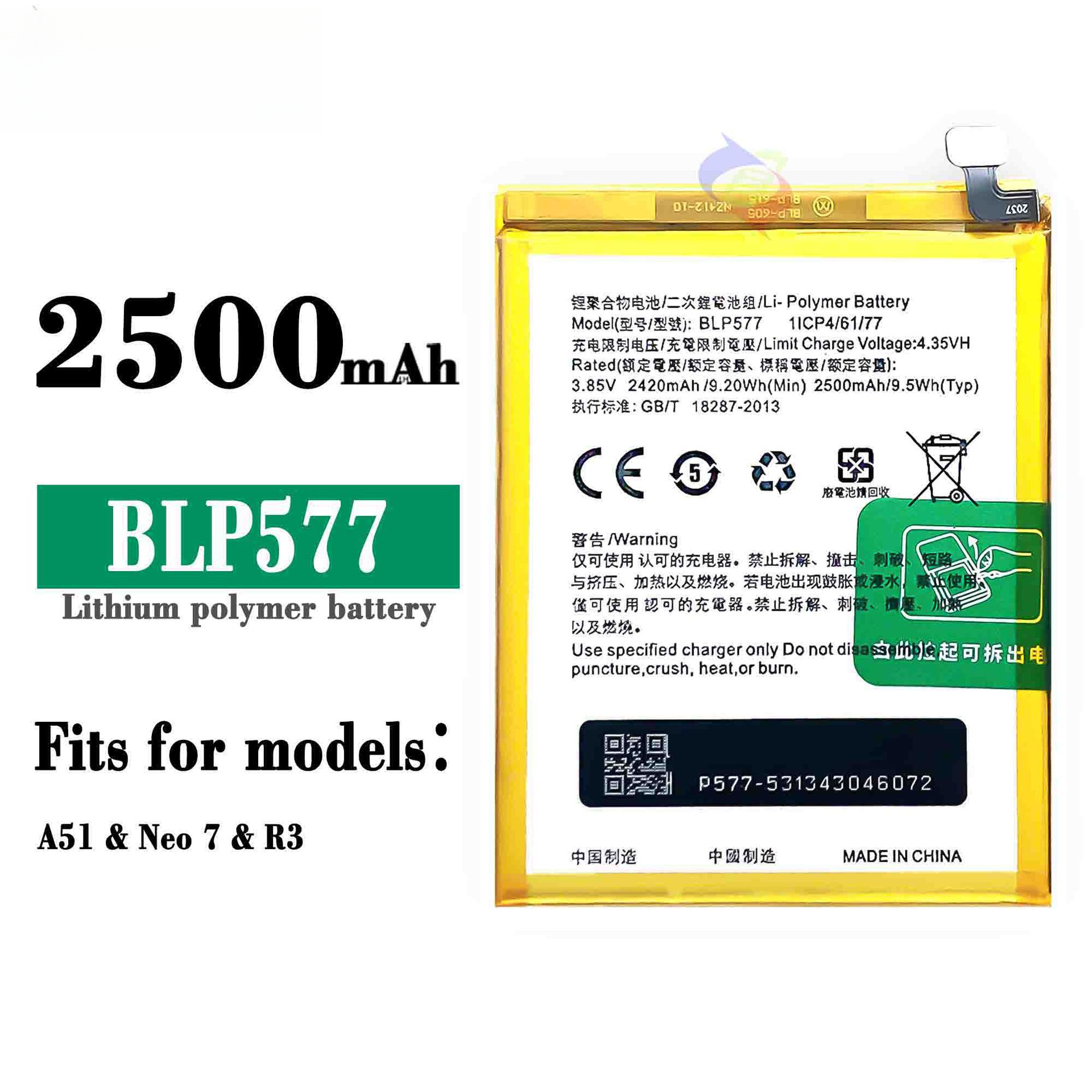 Suitable for OPPO A51/Neo 7 R3 Phone Battery BLP577 High Capacity Built-in Battery Brand New