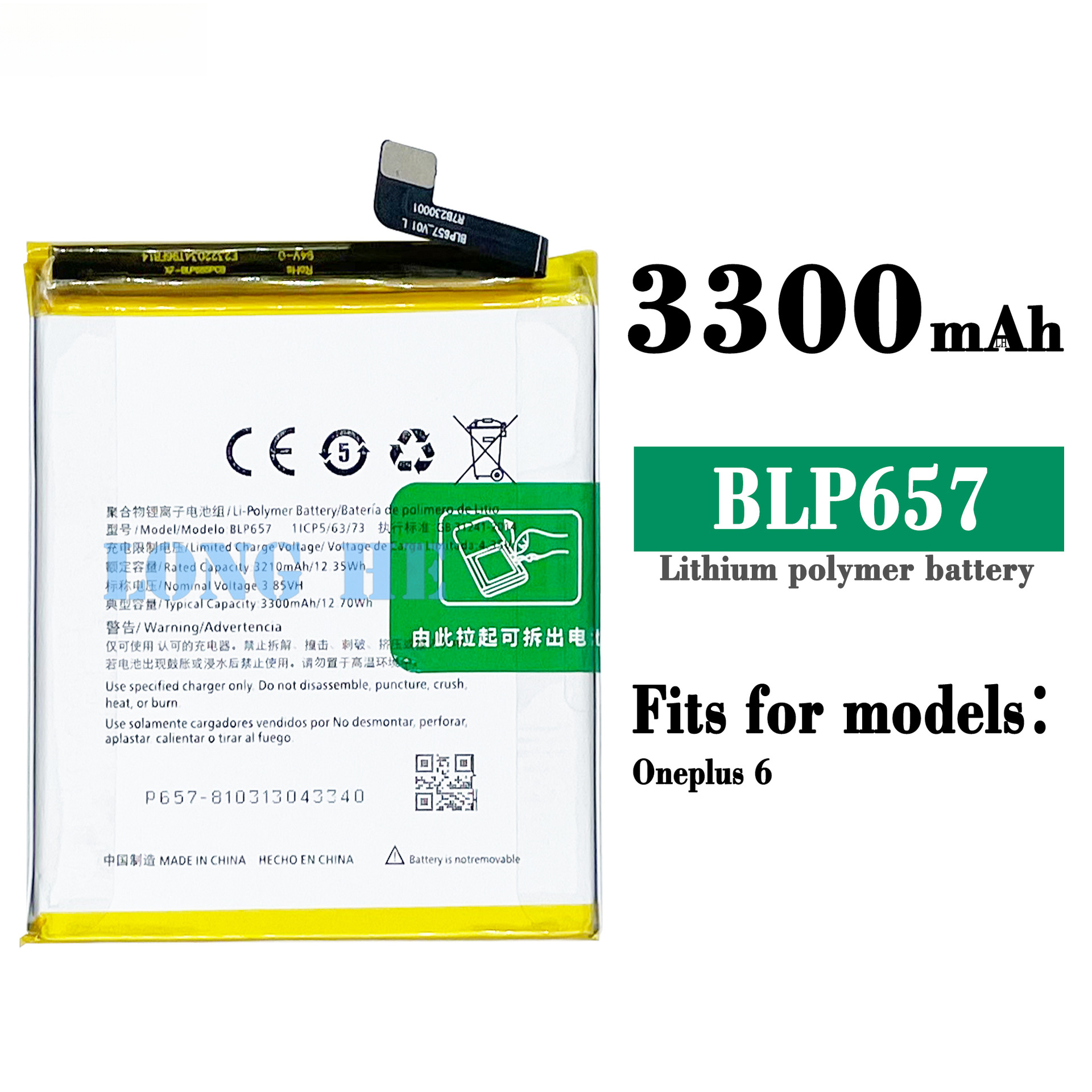 Suitable for OPPO Oneplus 6 Phone Battery BLP657 Large Capacity 3300mAh
