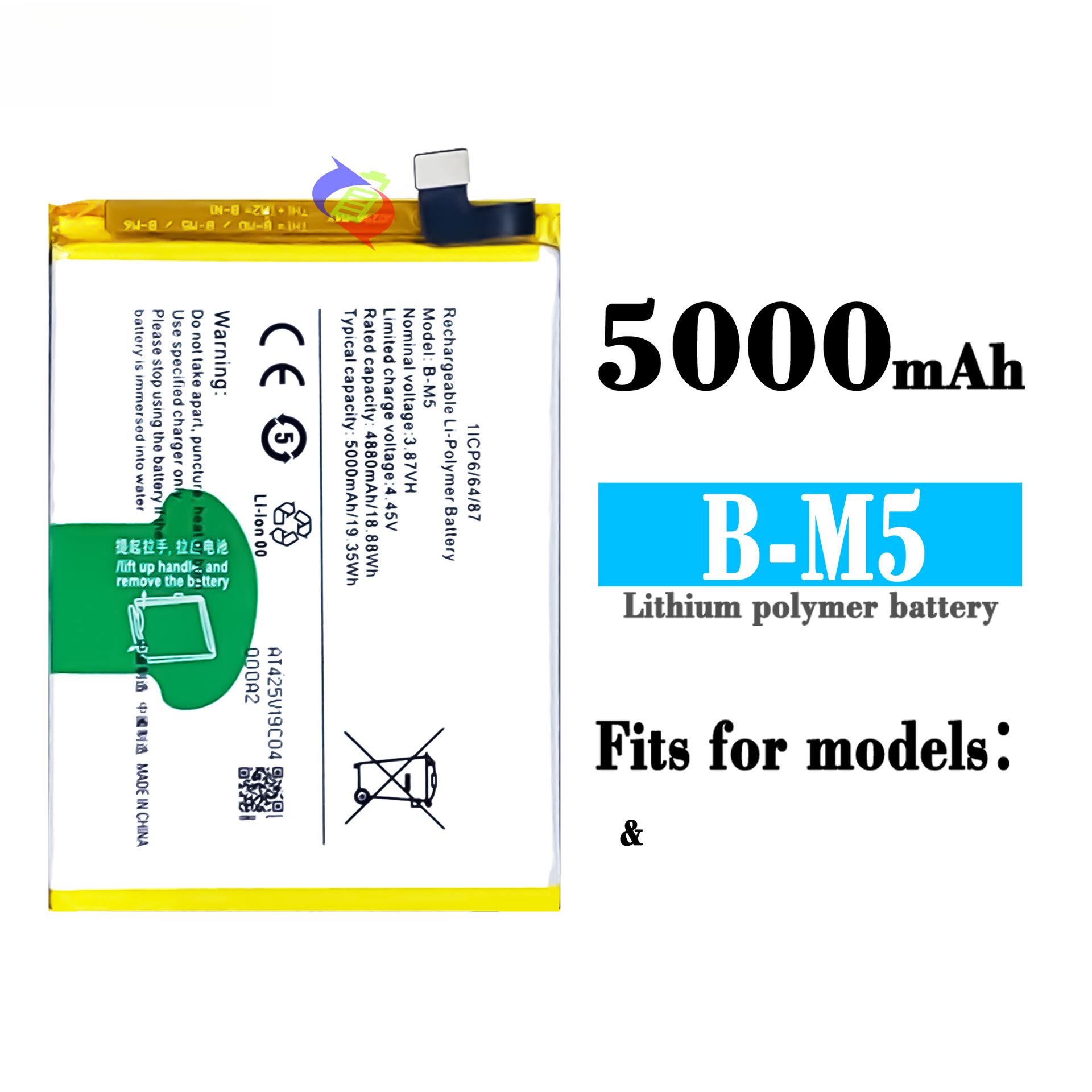 For VIVO Mobile Phone Battery 5000mah Built-in Large Capacity Fast Charging Board B-M5