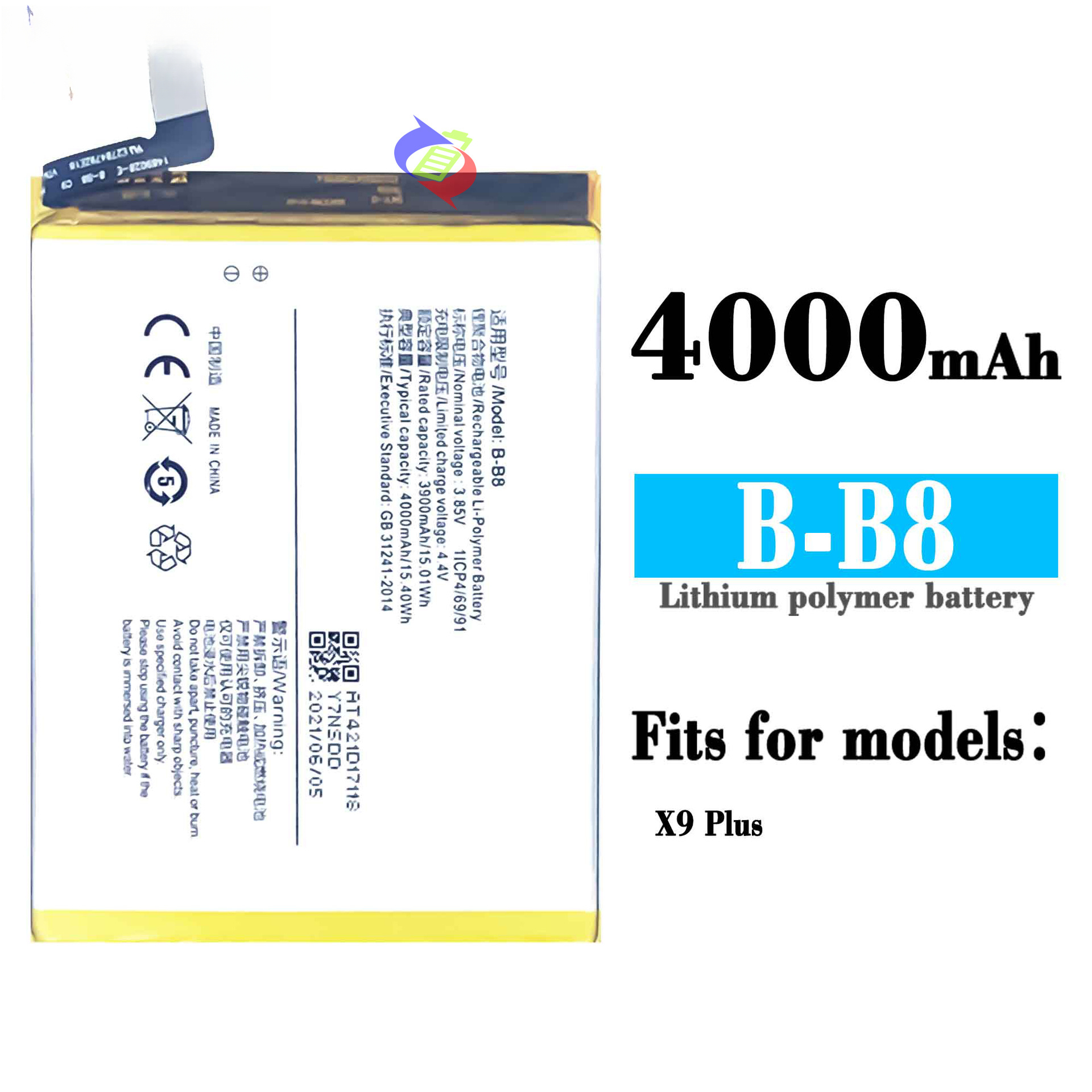 Suitable for VIVO X9 Plus Phone Battery B- B8 Supports 22.5W Fast Charging 4000mAh