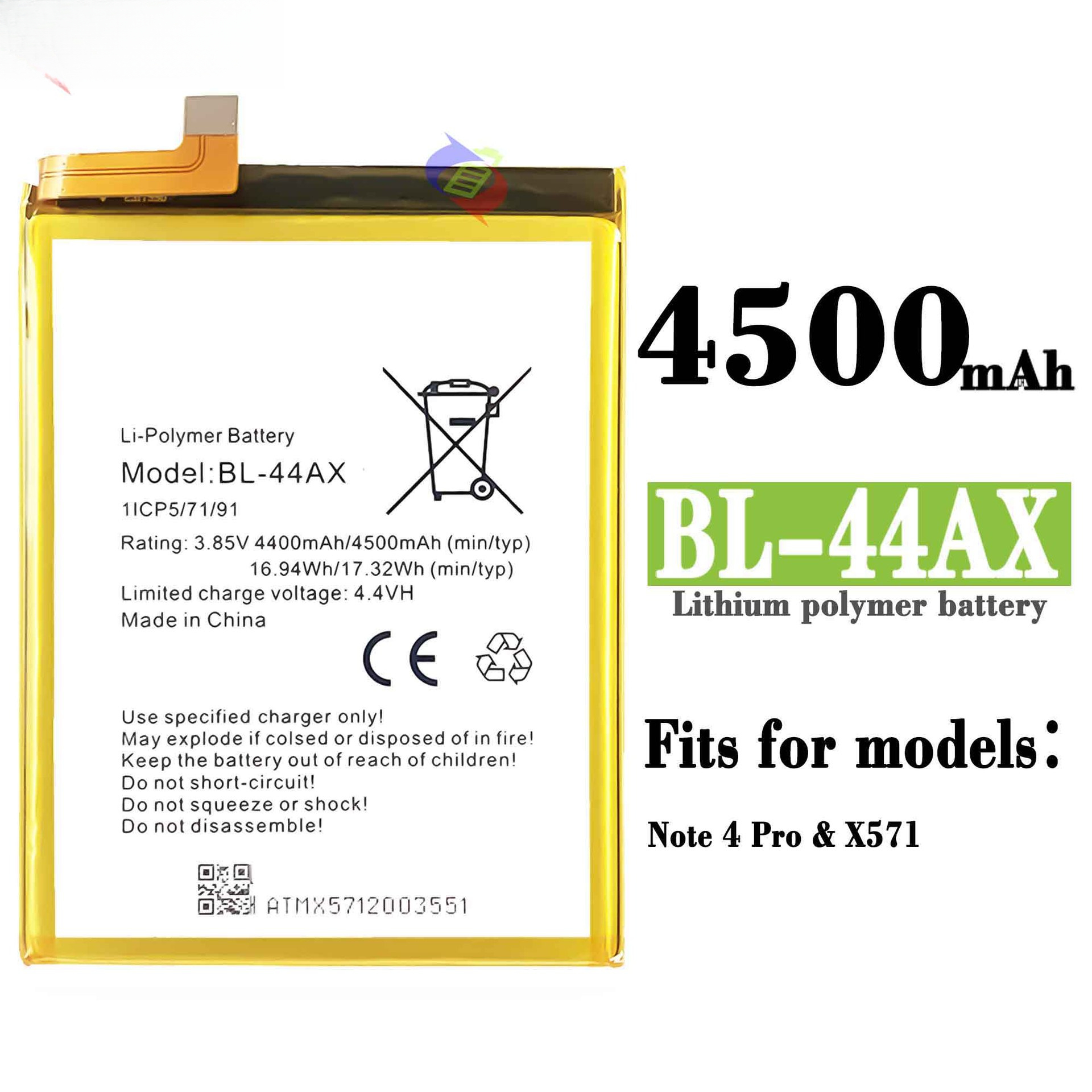 44AX Built-in Battery Brand New Large Capacity Suitable for Transsion Infinix X571/Note4 Pro Phone