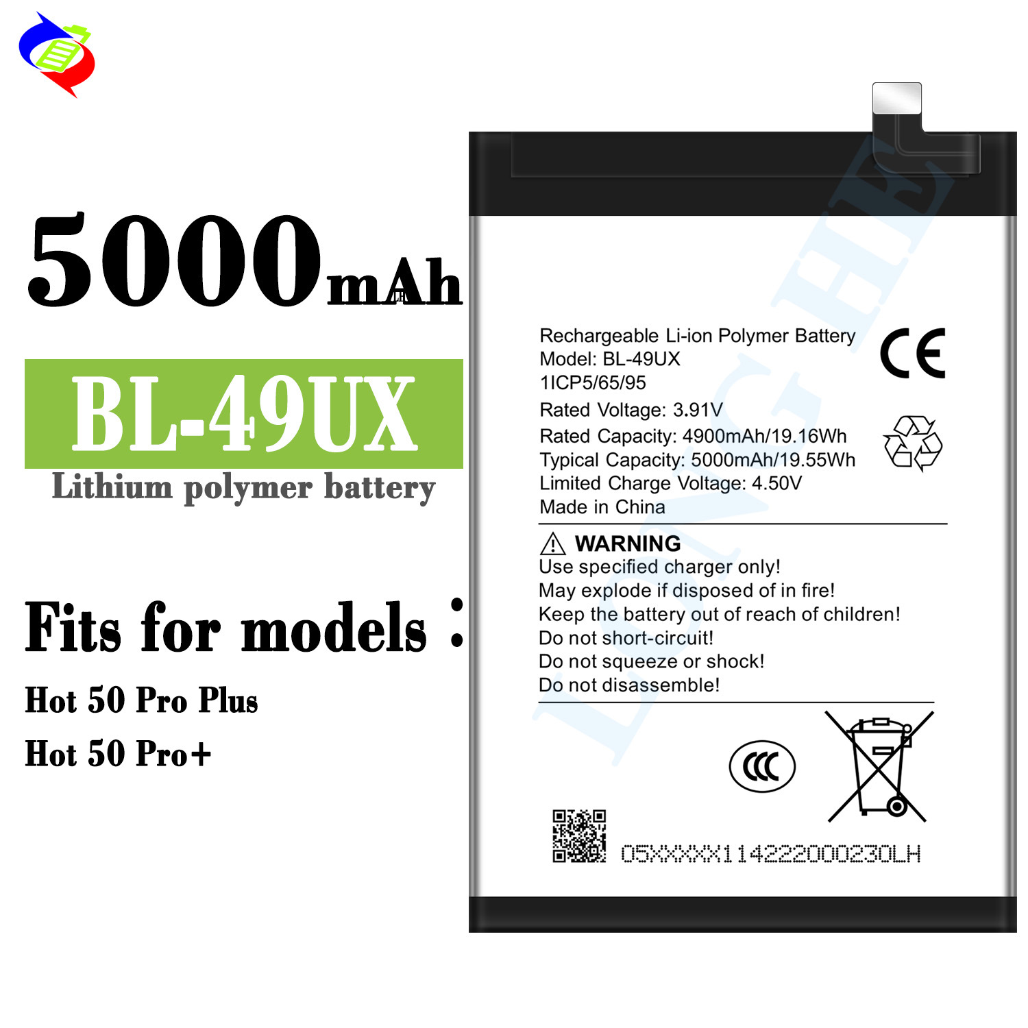 Suitable for Infinix Hot 50 Pro Plus Phone Battery BL-49UX Brand New 5000mAh