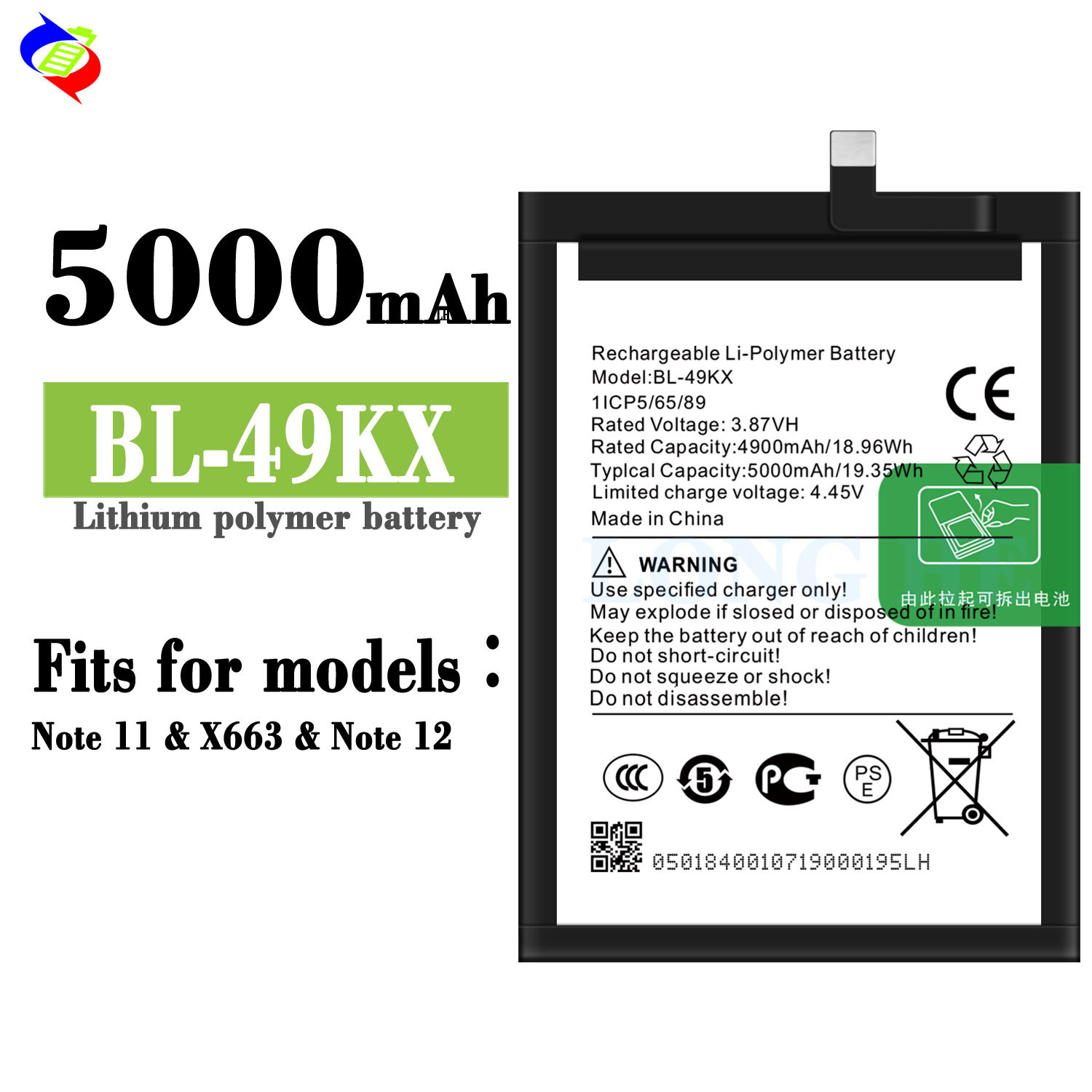 Suitable for Infinix BL-49KX Phone Battery Note 11/X663/Note 12