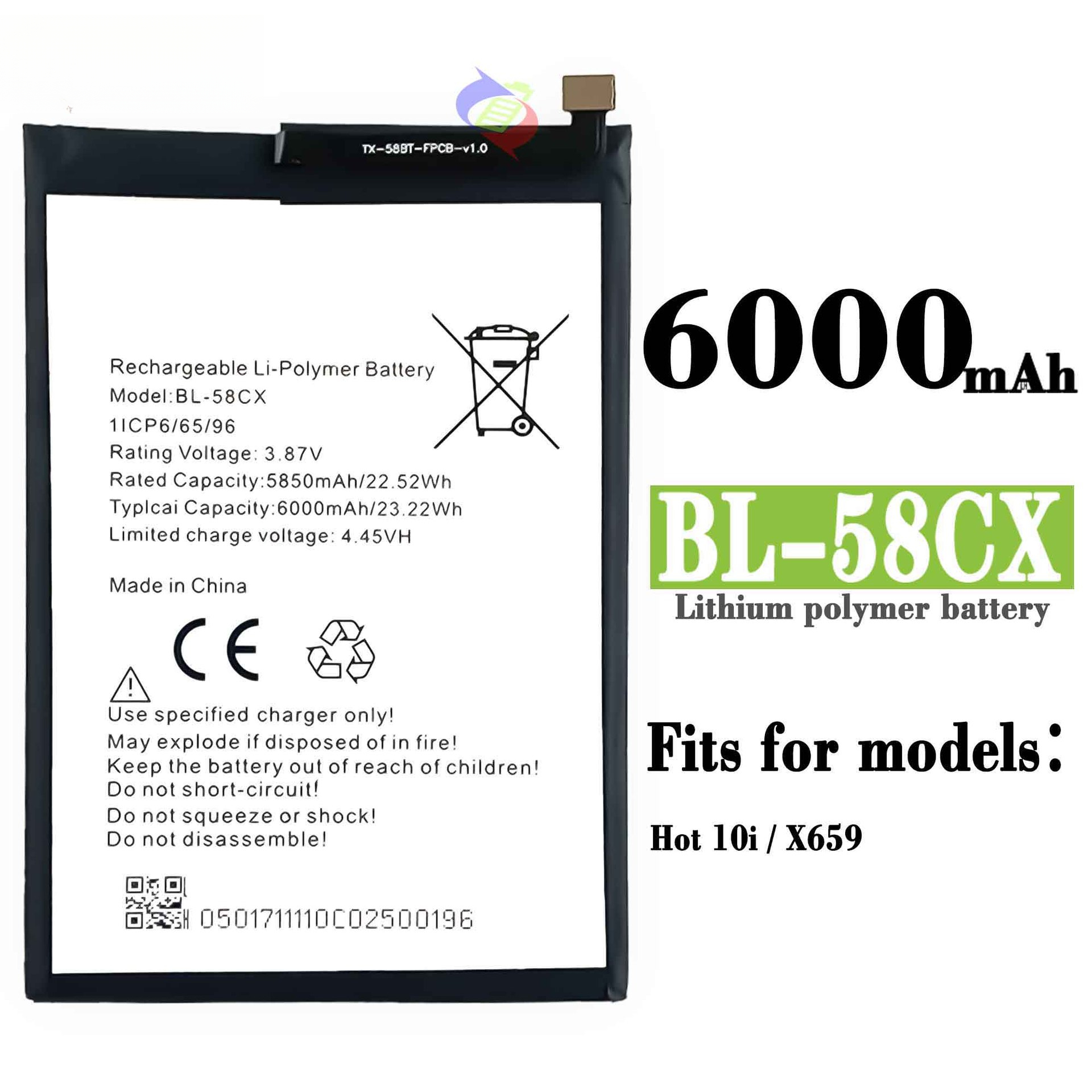 Compatible with Transsion Infinix X659/Hot 10i Phone Battery 58CX Built-in Battery Board Brand New
