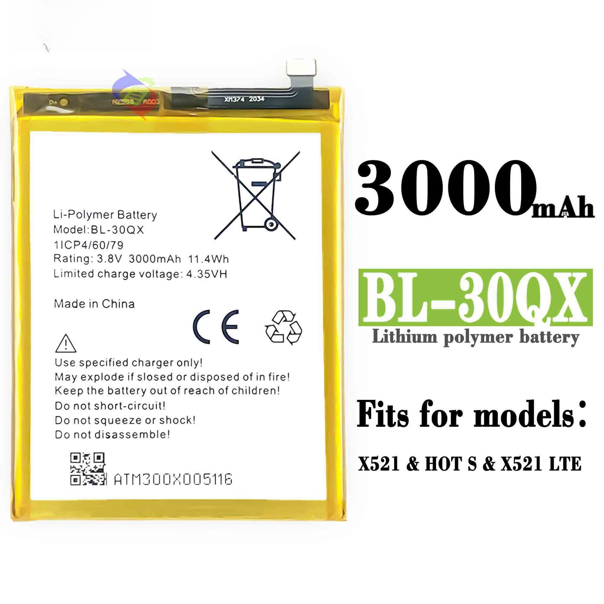 Compatible with Transsion Infinix X521/Hot S Phone BL-30QX Large Capacity Built-in Battery Board Brand New