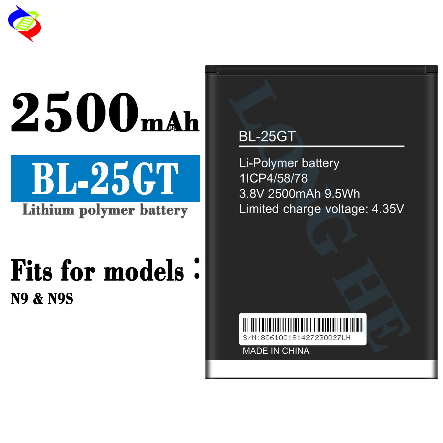 Suitable for Tecno N9/N9S Brand New BL-25GT Mobile Phone Battery 2500mAh