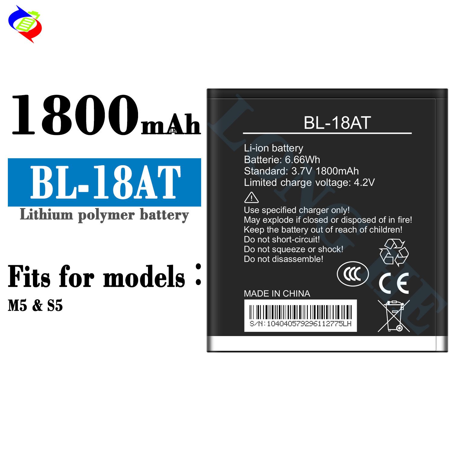 Suitable for Tecno BL-18AT Long Battery Life New Mobile Phone Rechargeable Battery M5/S5