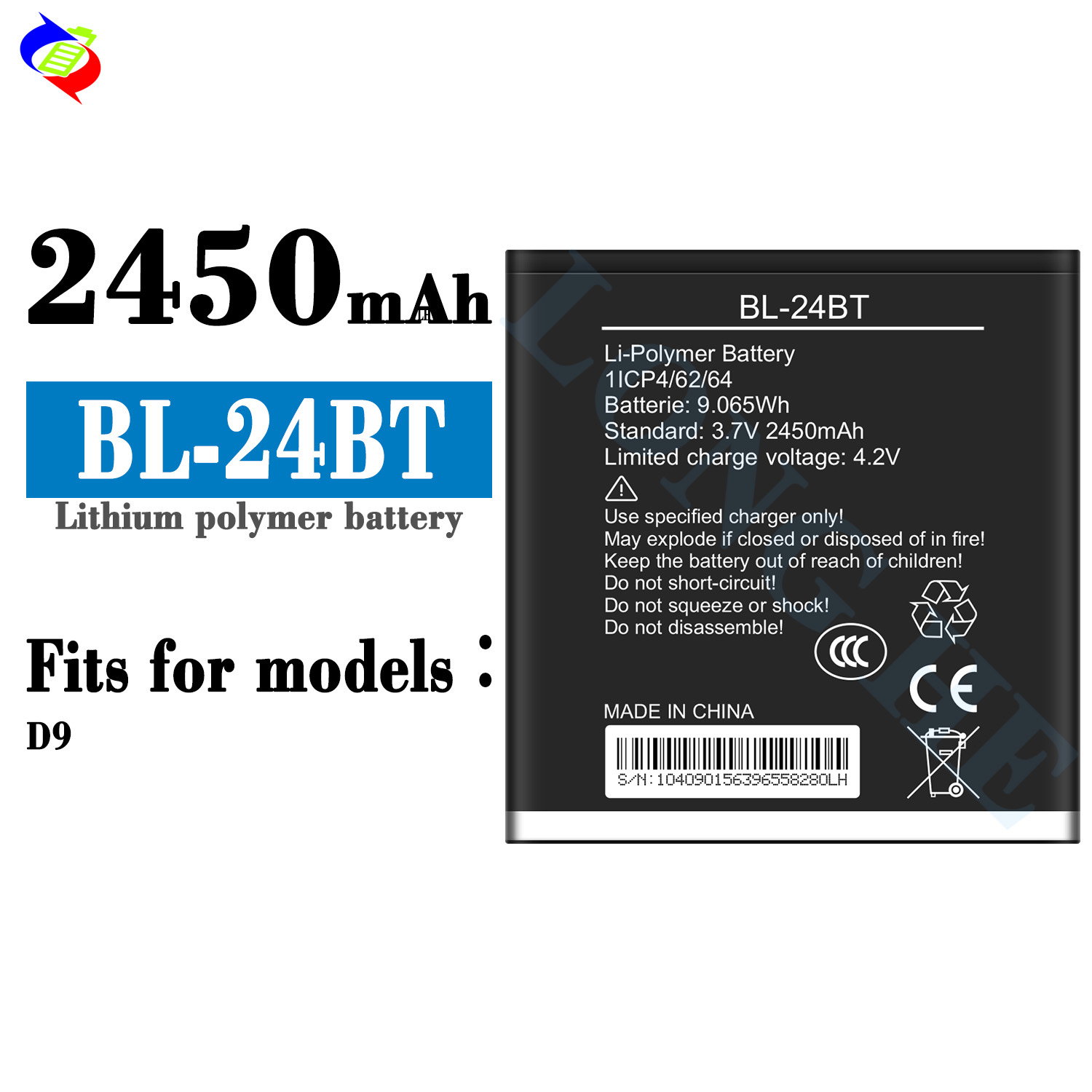 Suitable for Tecno D9 Brand New Durable 2450mAh Phone Battery BL-24BT Factory Wholesale Export