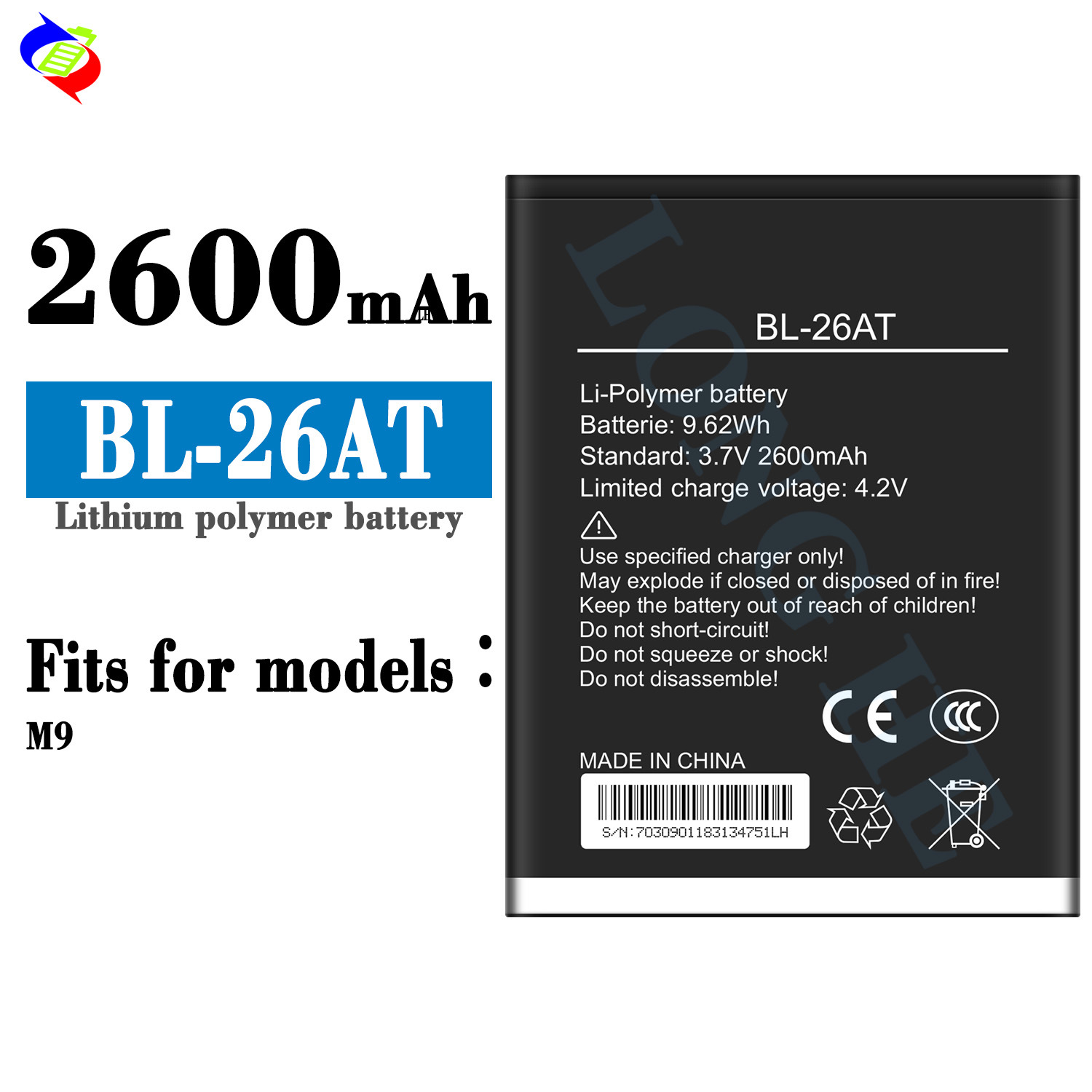 Suitable for Tecno M9 Brand New BL-26AT Durable Mobile Phone Battery 2600mAh