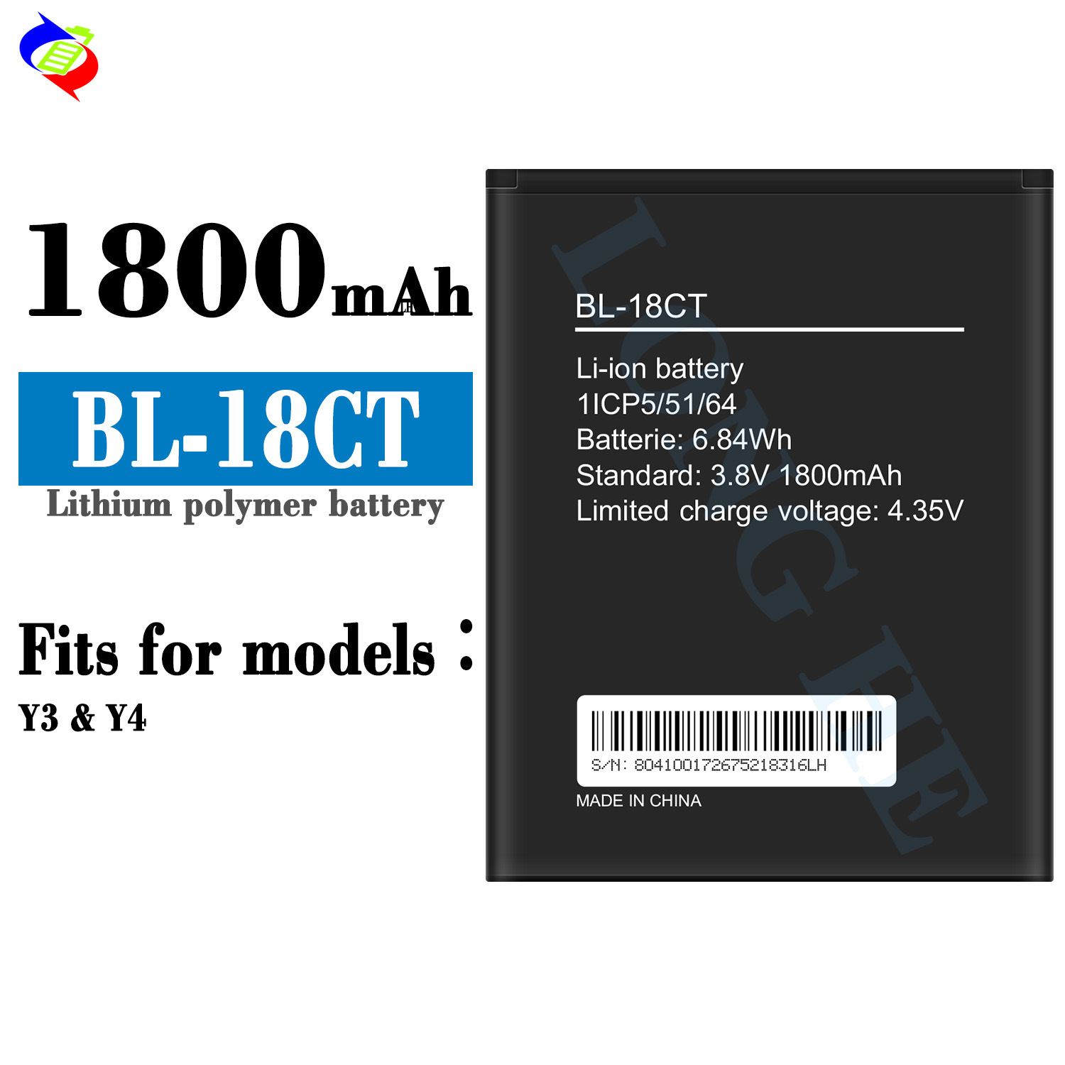 Suitable for Tecno BL-18CT Brand New Long Battery Life Mobile Phone Charger Y3/Y4