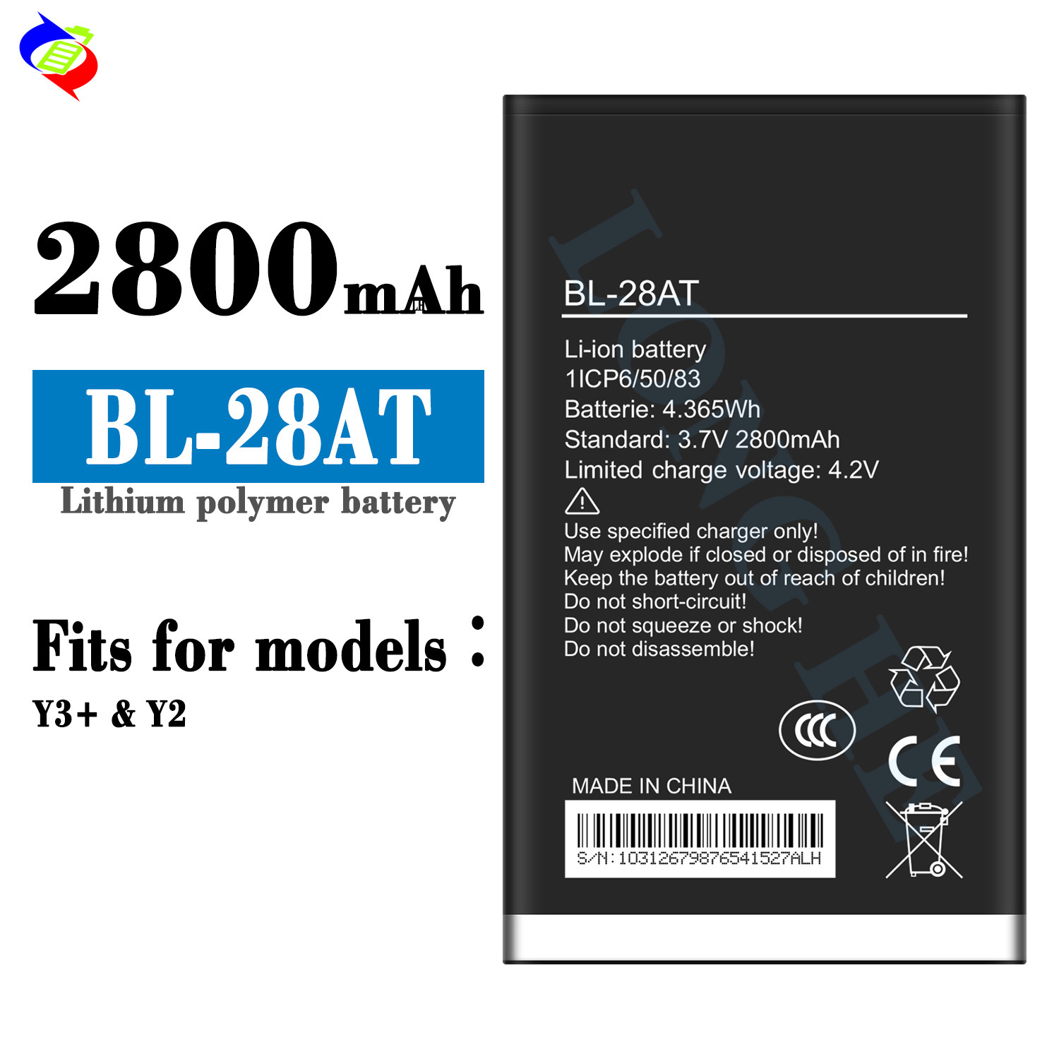 Suitable for Tecno Y3 Plus/Y2 Phone 2800mAh Battery BL-28AT