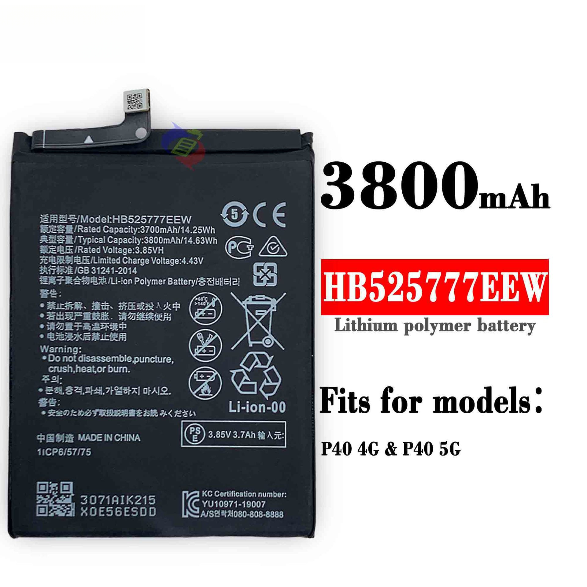 Suitable for Huawei P40 4G Phone Battery HB525777EEW P40 5G 3800mAh Built-in Battery Board